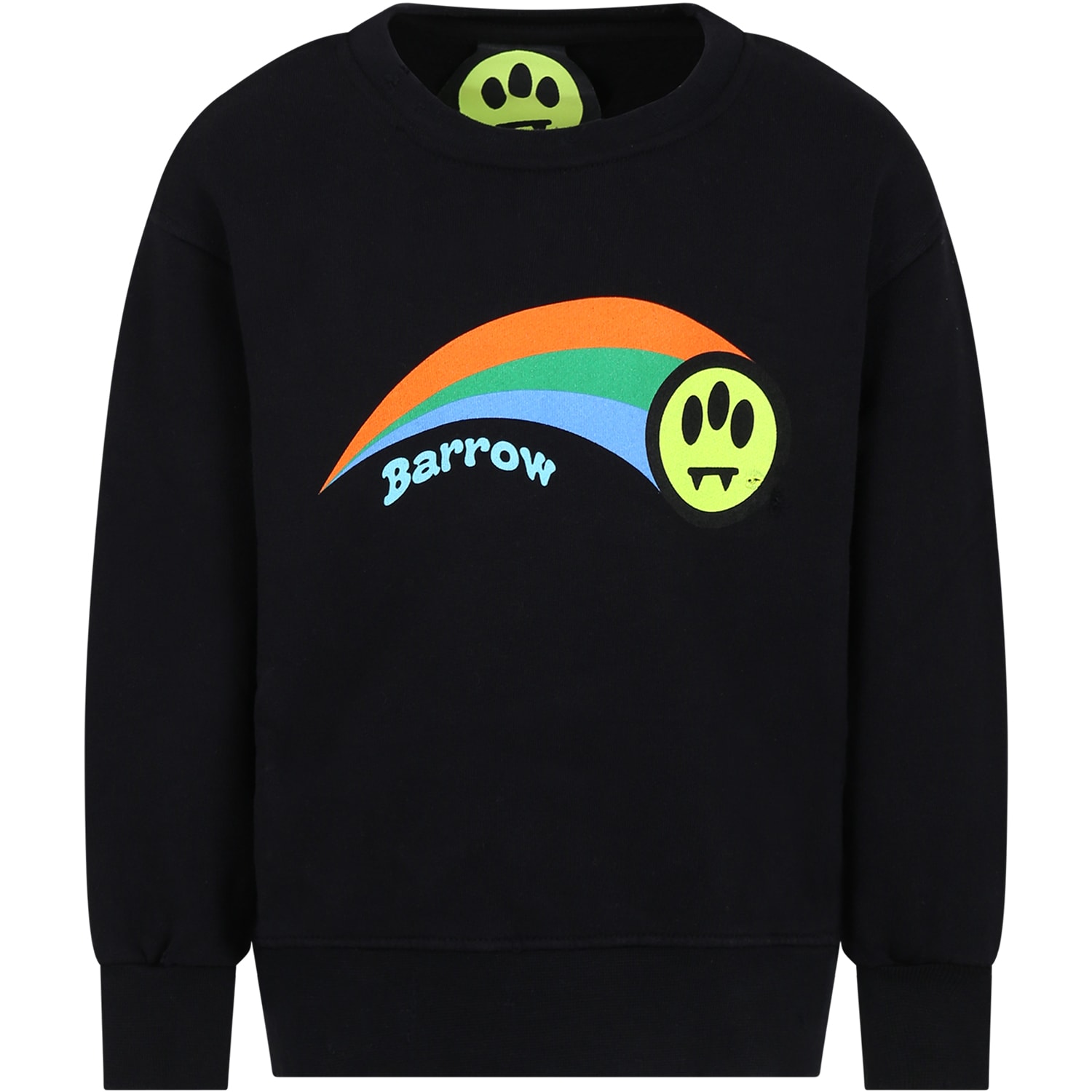 Shop Barrow Black Sweatshirt For Kids With Logo And Print