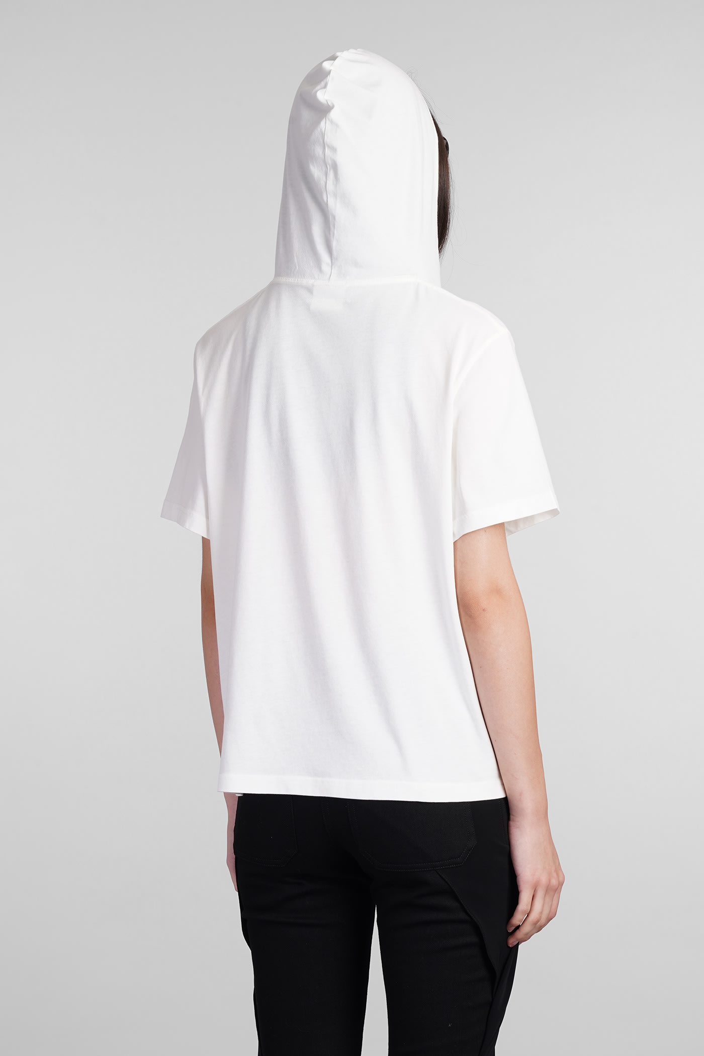 Courrèges White Cotton Hoodie T-shirt In White
