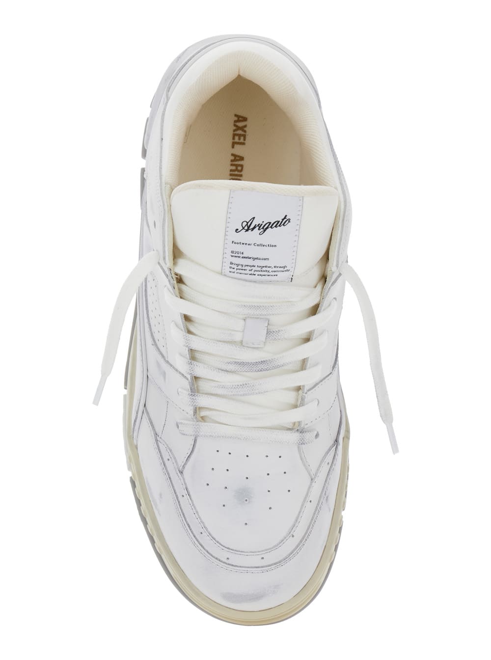 Shop Axel Arigato Area Cloud White Low Top Sneakers With Laminated Leather In Leather Blend Man