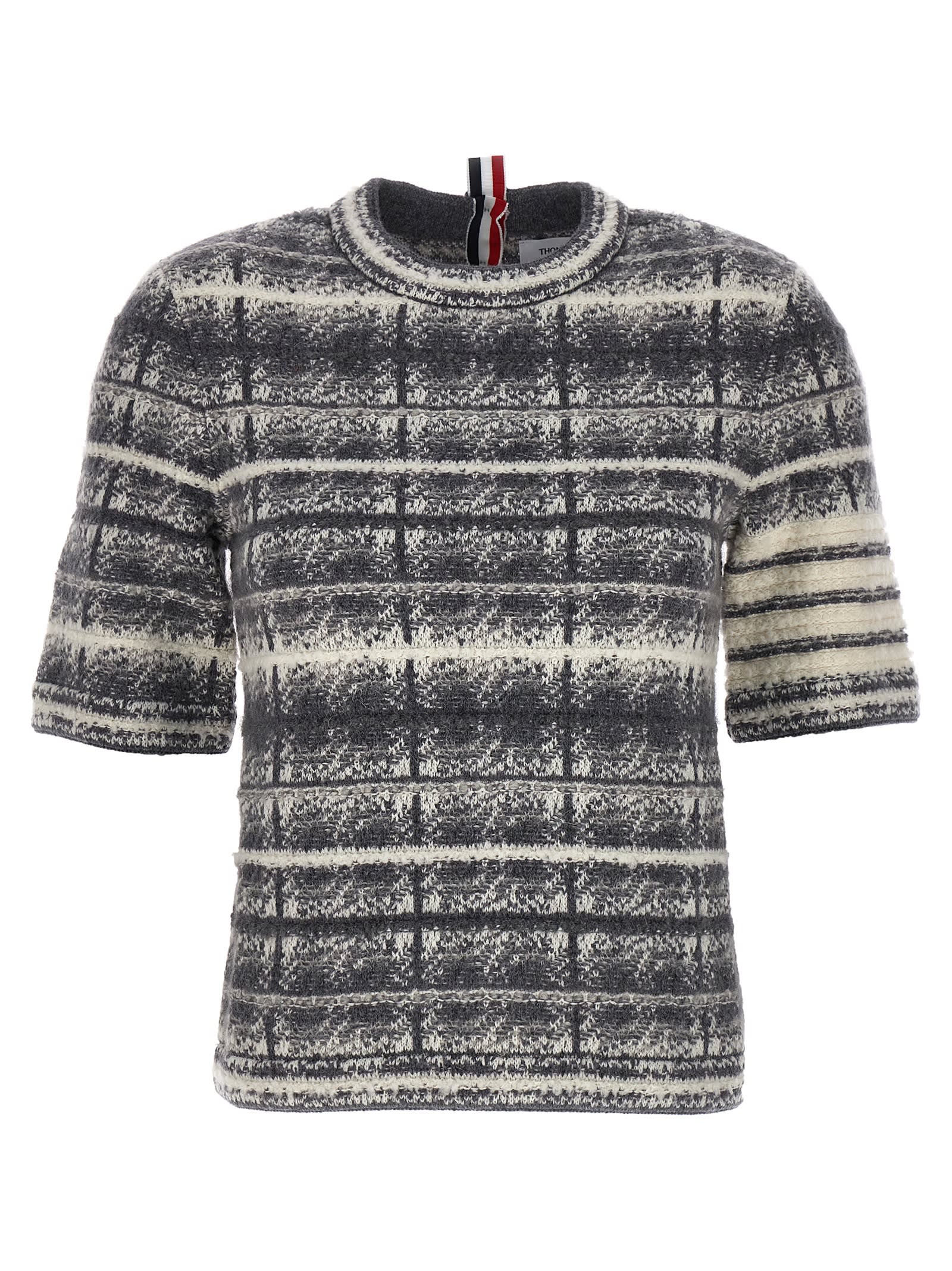 Shop Thom Browne Tartan Sweater In Grey