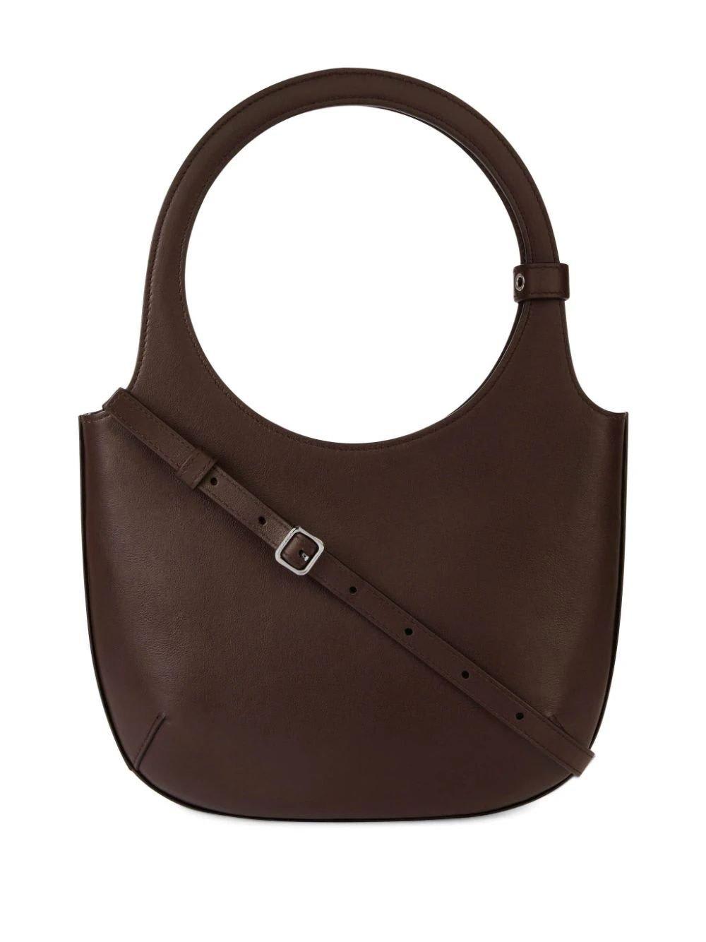 Shop Courrèges Holy Logo Plaque Shoulder Bag In Chocolate