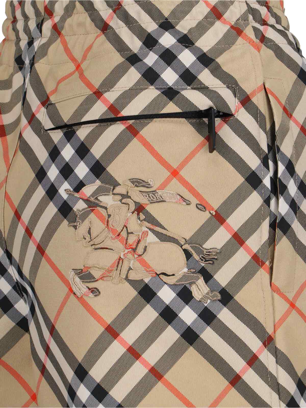 Burberry Check Ekd Drawstring Pull-on Shorts In Beige