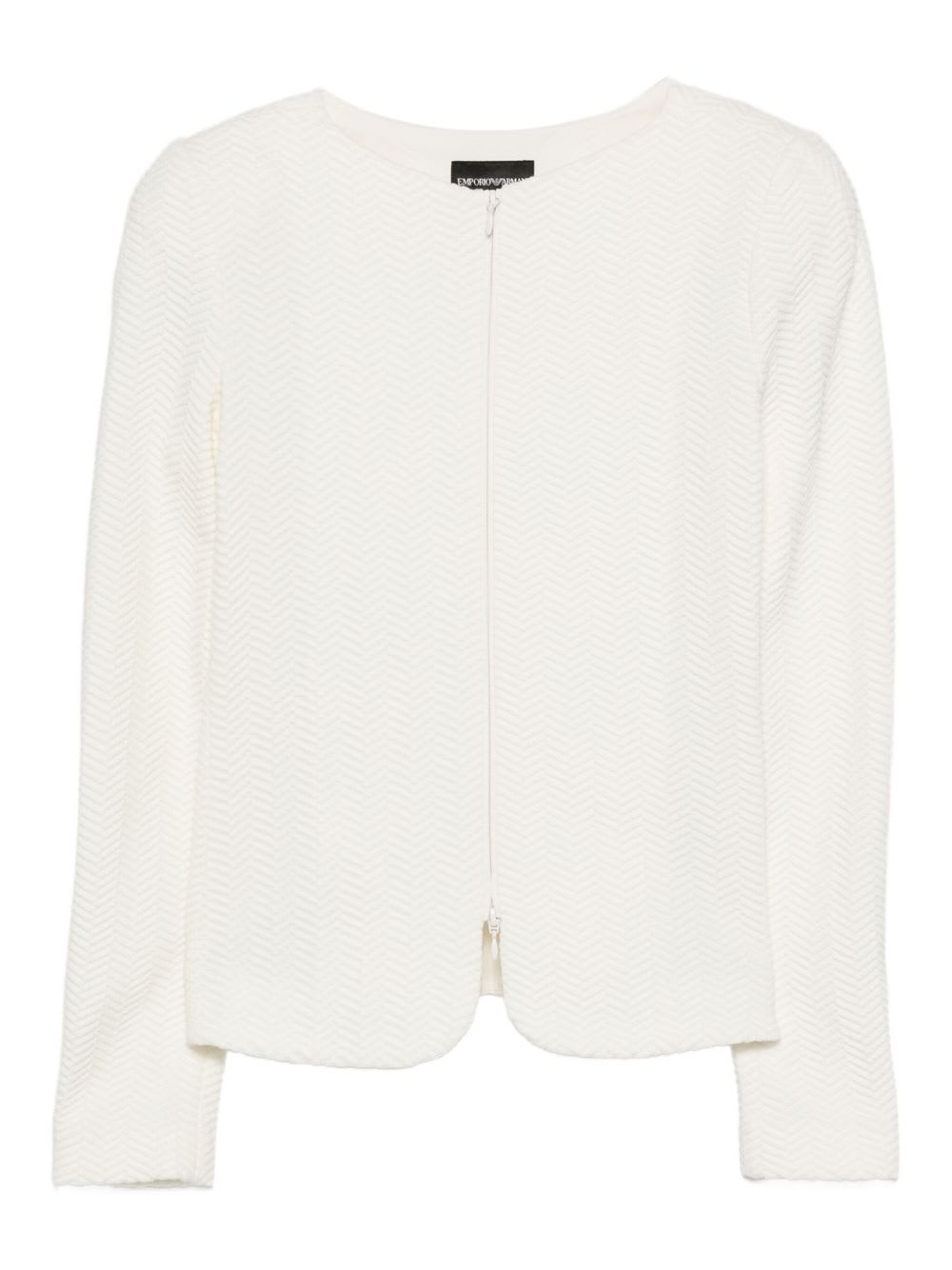 Emporio Armani Cotton Blend Blazer Jacket In White