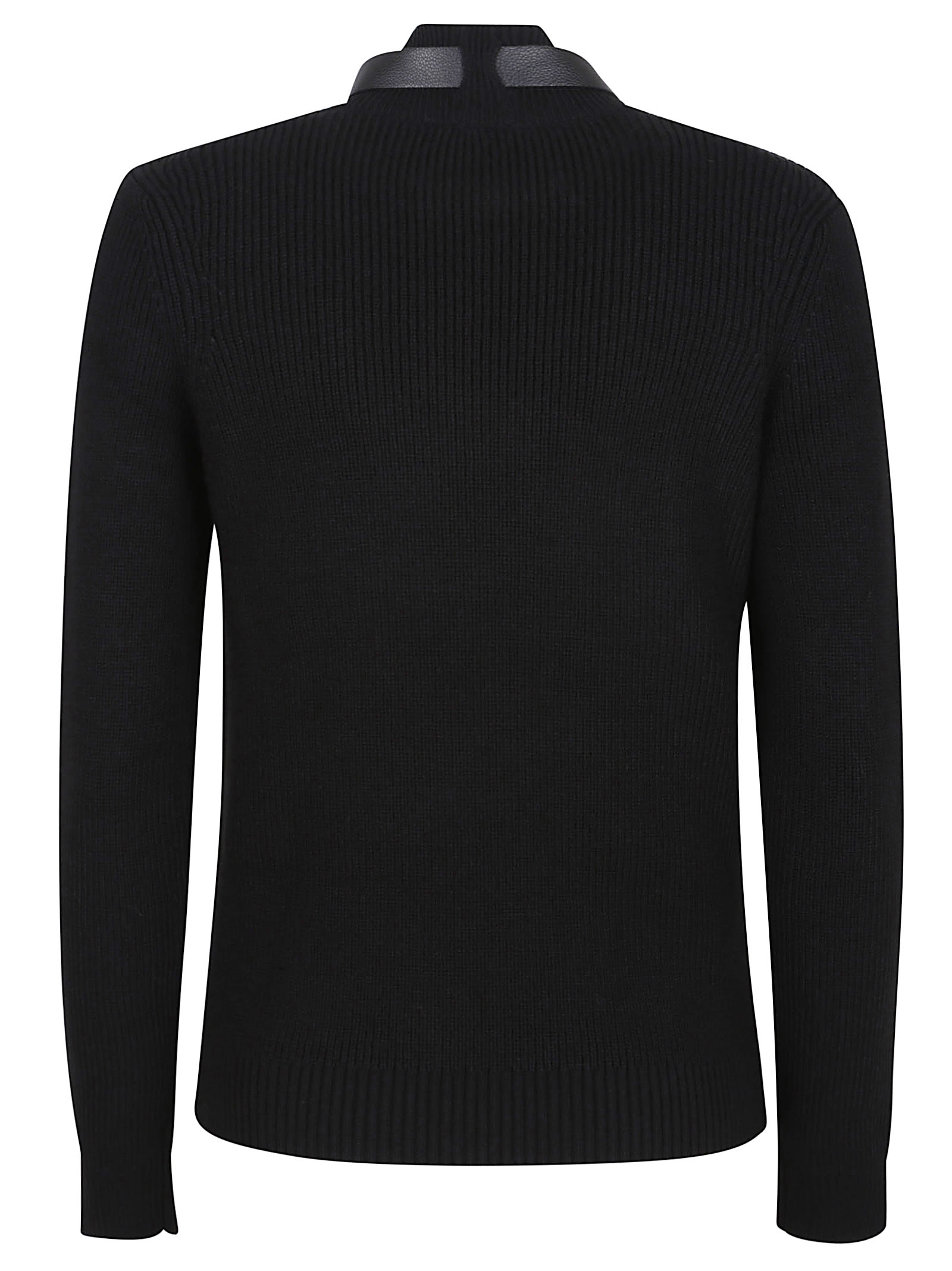 Elisabetta Franchi Wool Blend Black Sweater With Amber Tortoiseshell Detail In Black