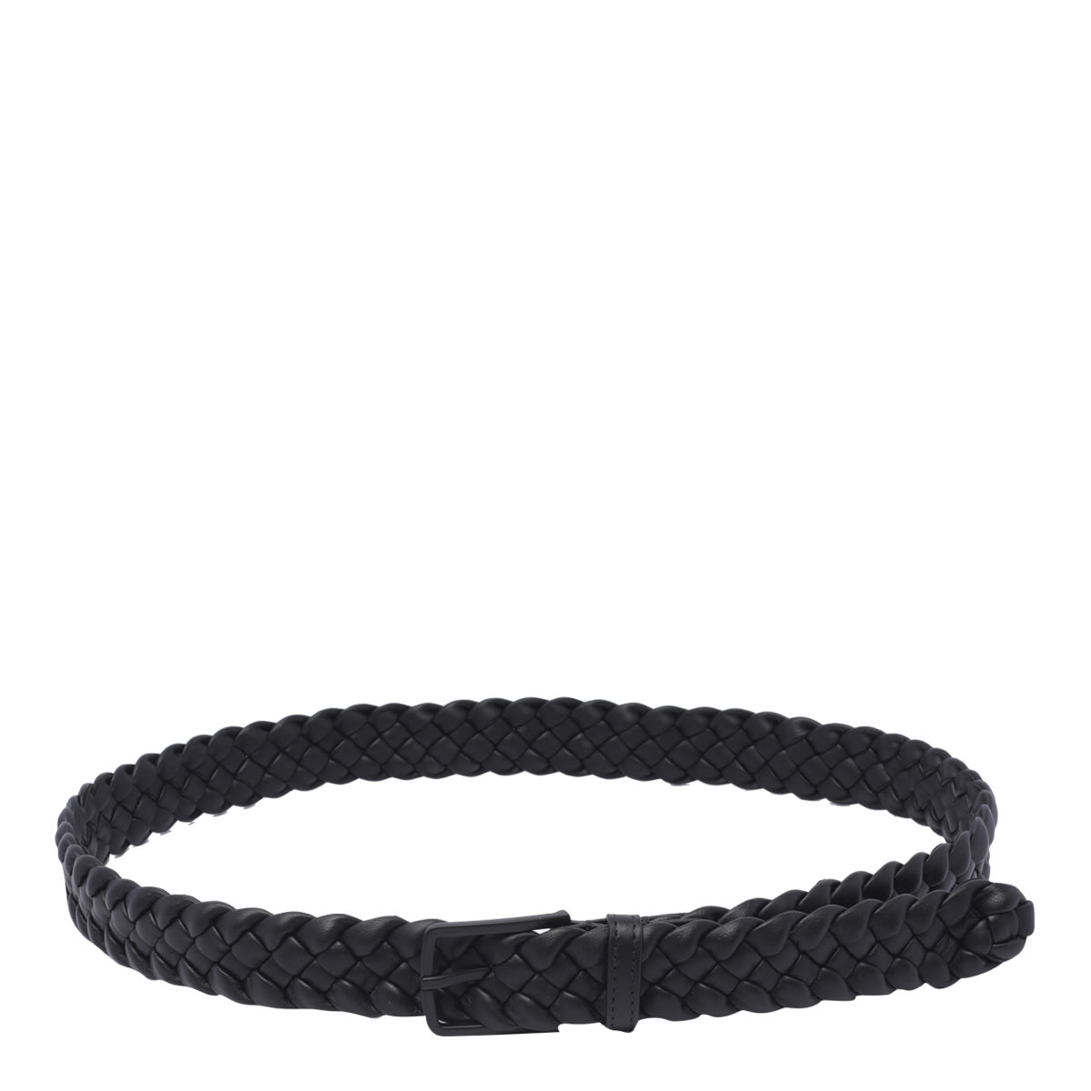 Bottega Veneta Padded Intreccio Belt In Black