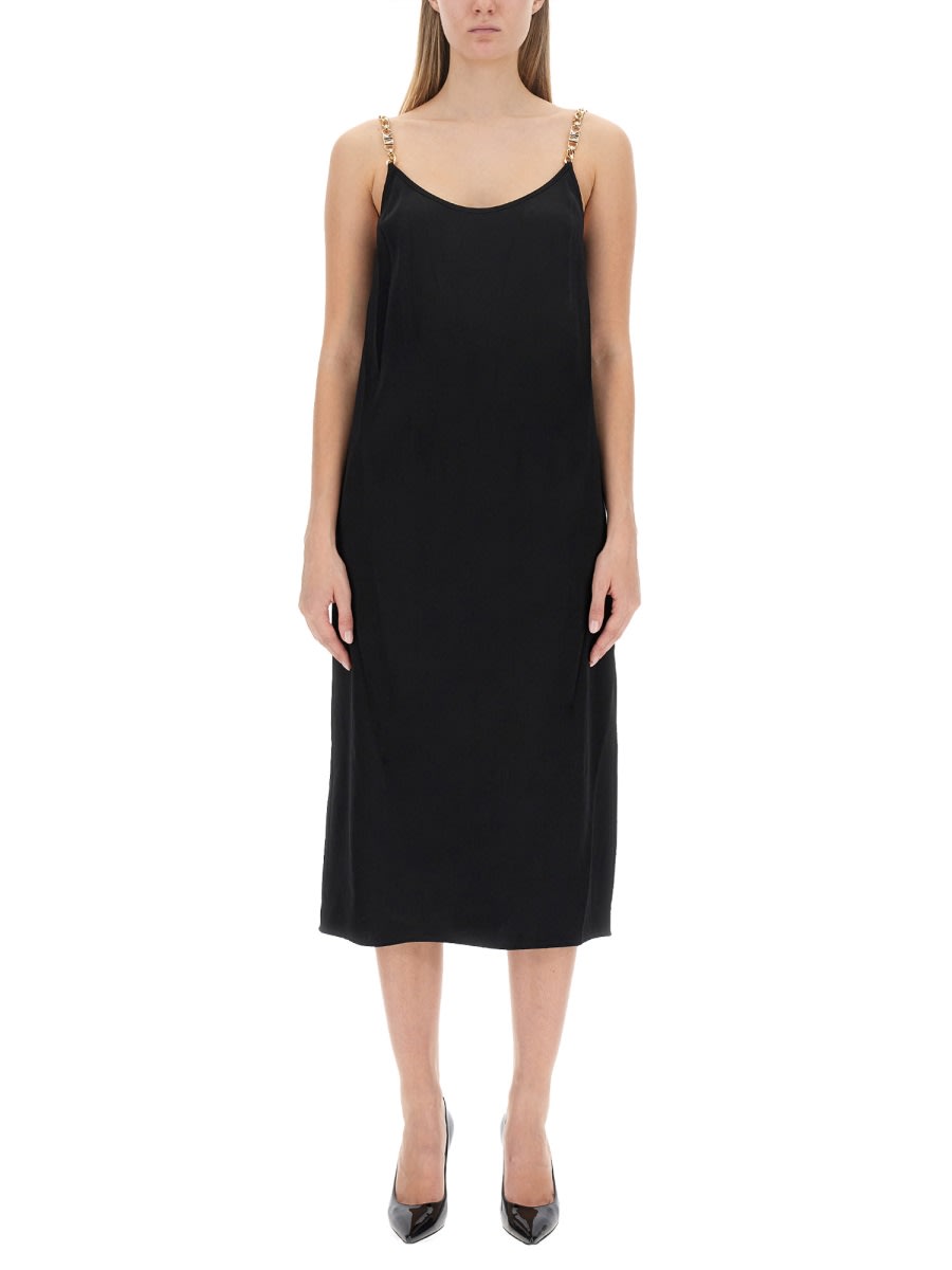 Michael Kors Chain-link Crepe Midi Dress In Black
