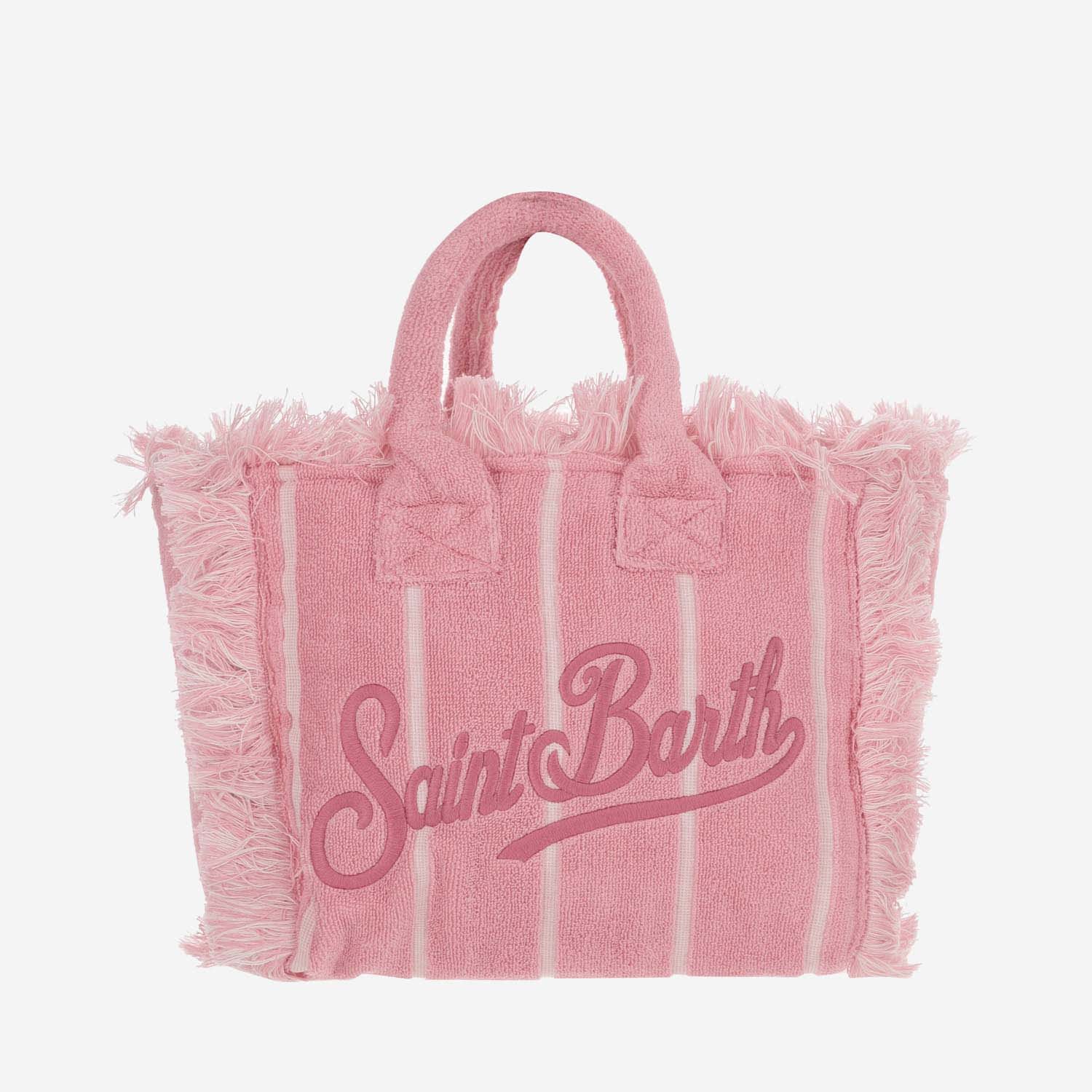 Shop Mc2 Saint Barth Colette Terry Cloth Tote Bag With Embroidery In Pink