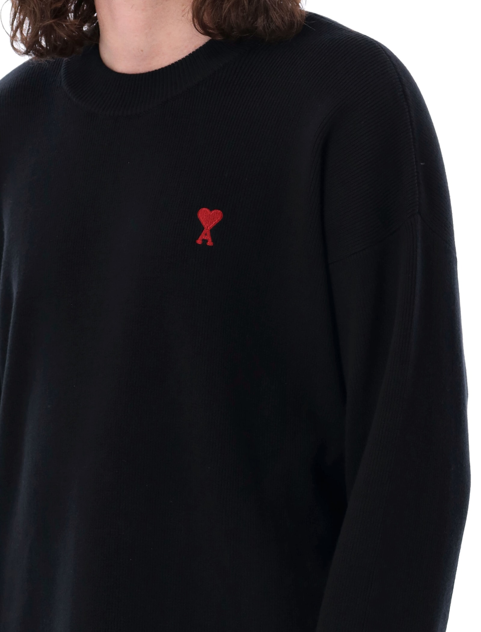Shop Ami Alexandre Mattiussi Red Ami De Coeur Sweater In Black