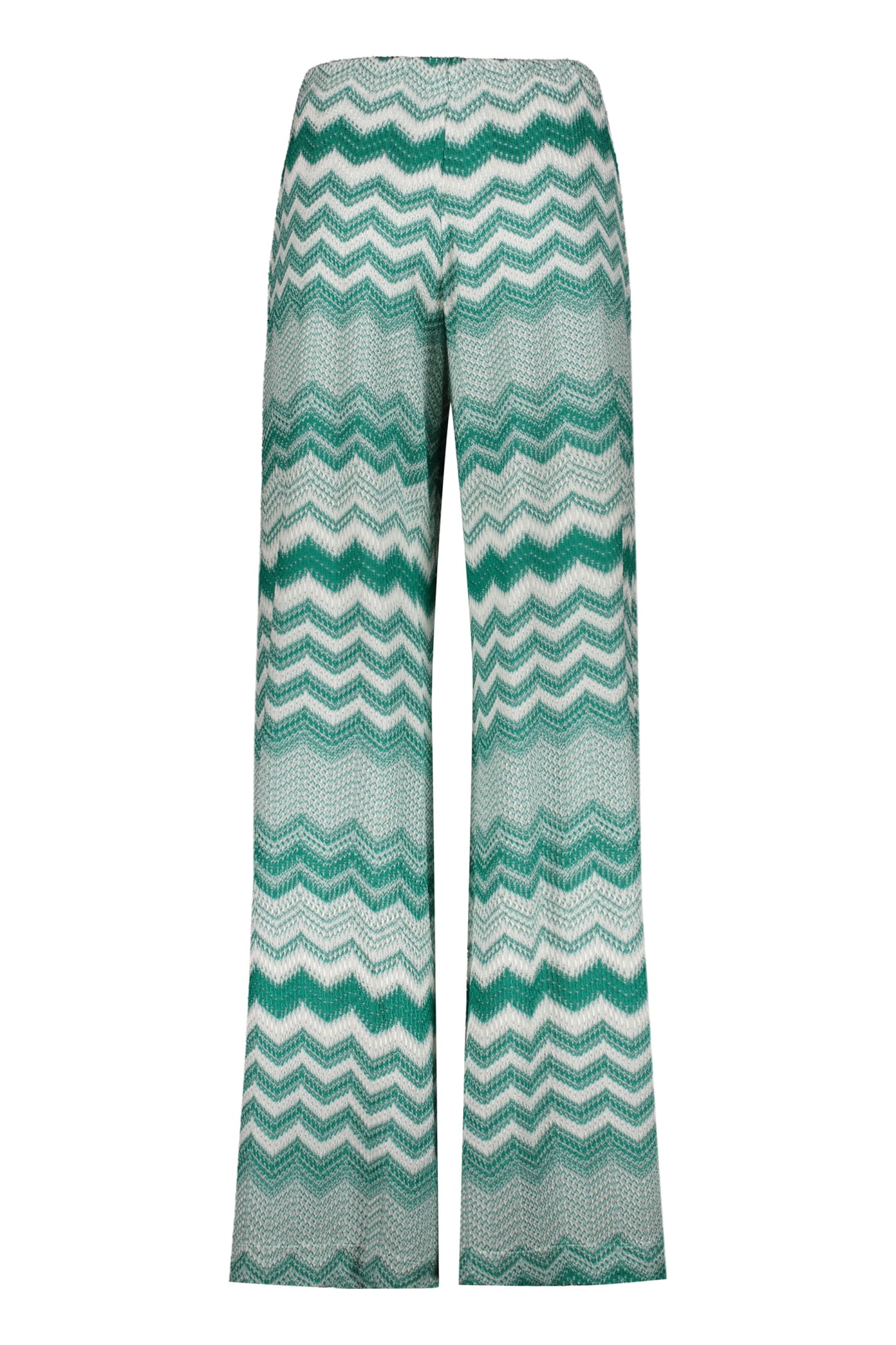 Shop Missoni Chevron Knitted Palazzo Trousers In Green
