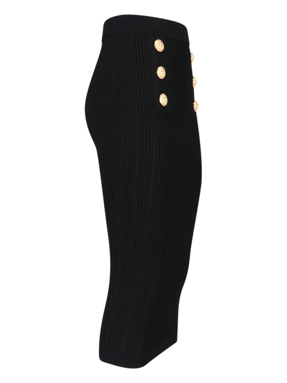 Shop Balmain Sheath Midi Skirt In Black