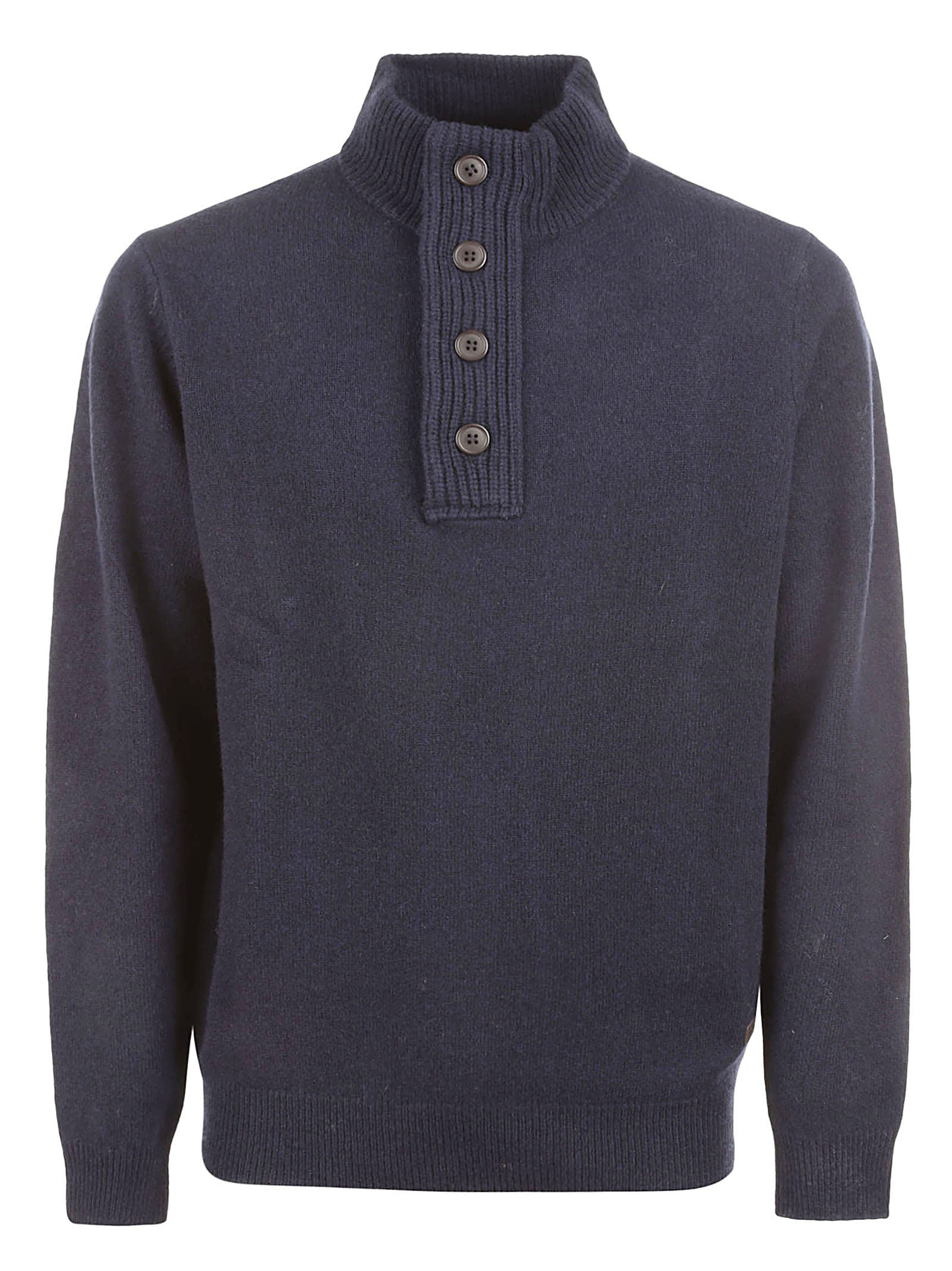 Shop Barbour Patched Half Zip Polo Sweater In Blue