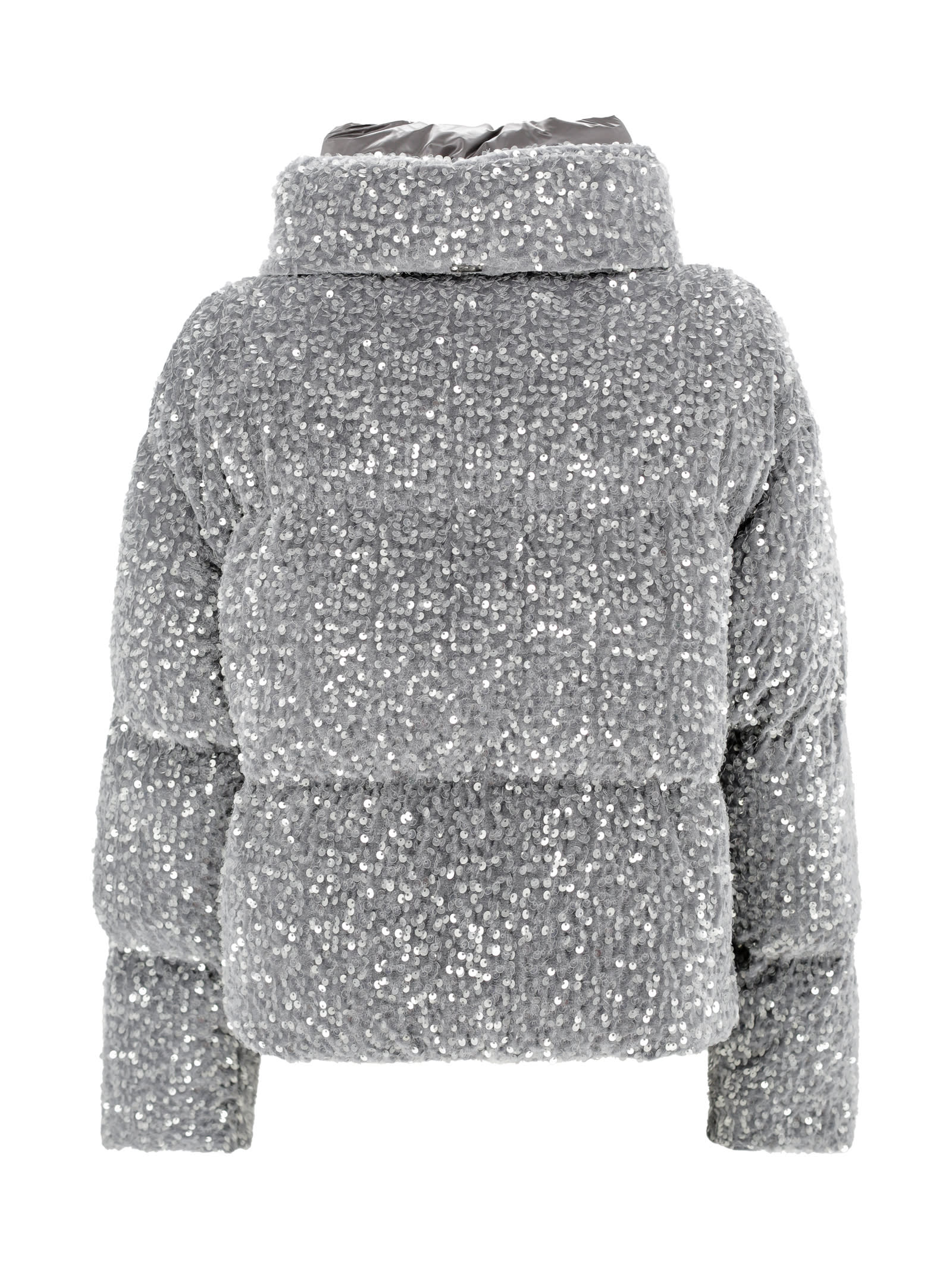 Shop Herno Down Jacket With Sequins In Grey