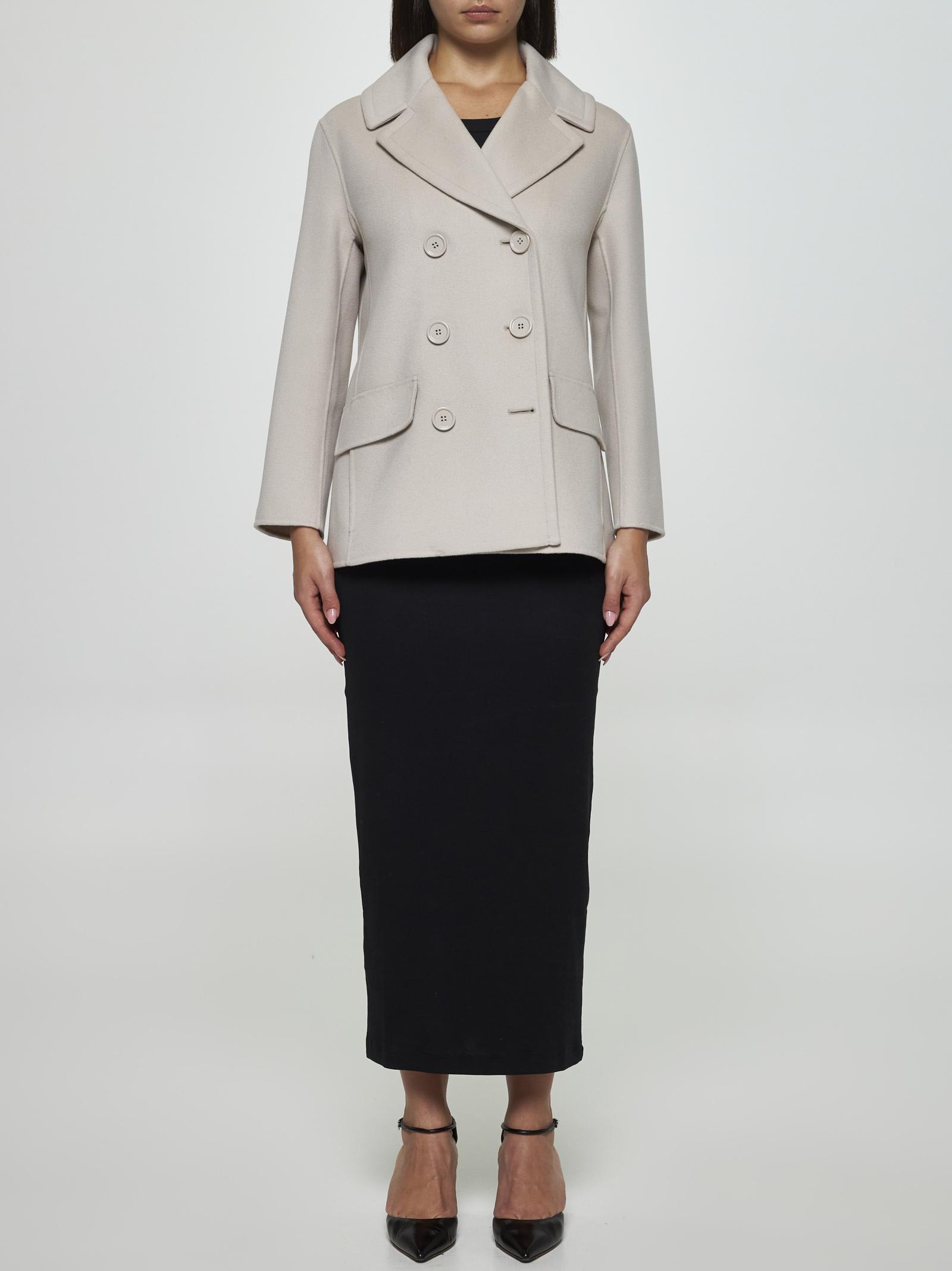 Shop 's Max Mara Efebo Wool Peacoat In Ecru