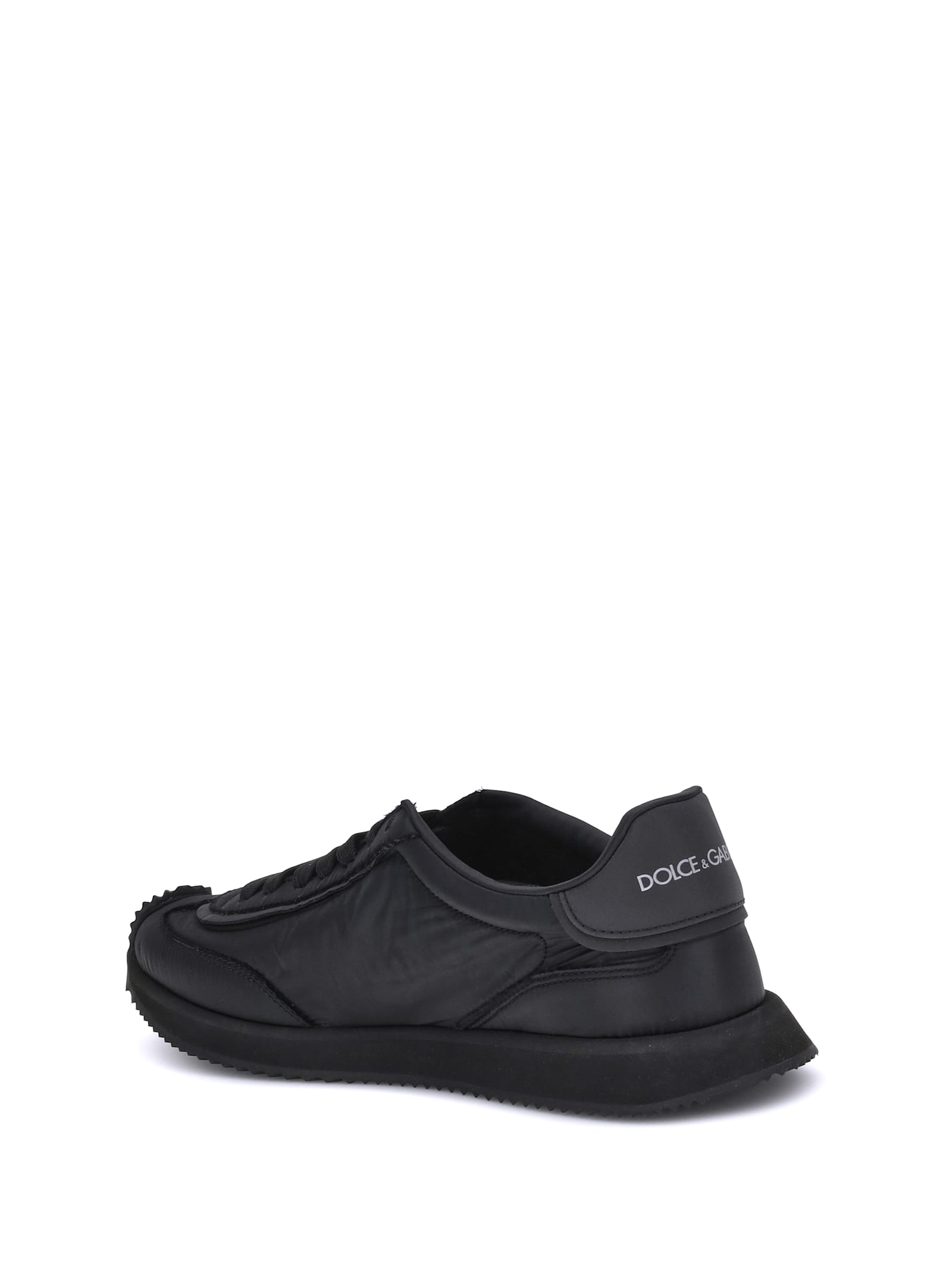 Dolce & Gabbana Low-top Nylon Sneakers With Leather Inserts In Black