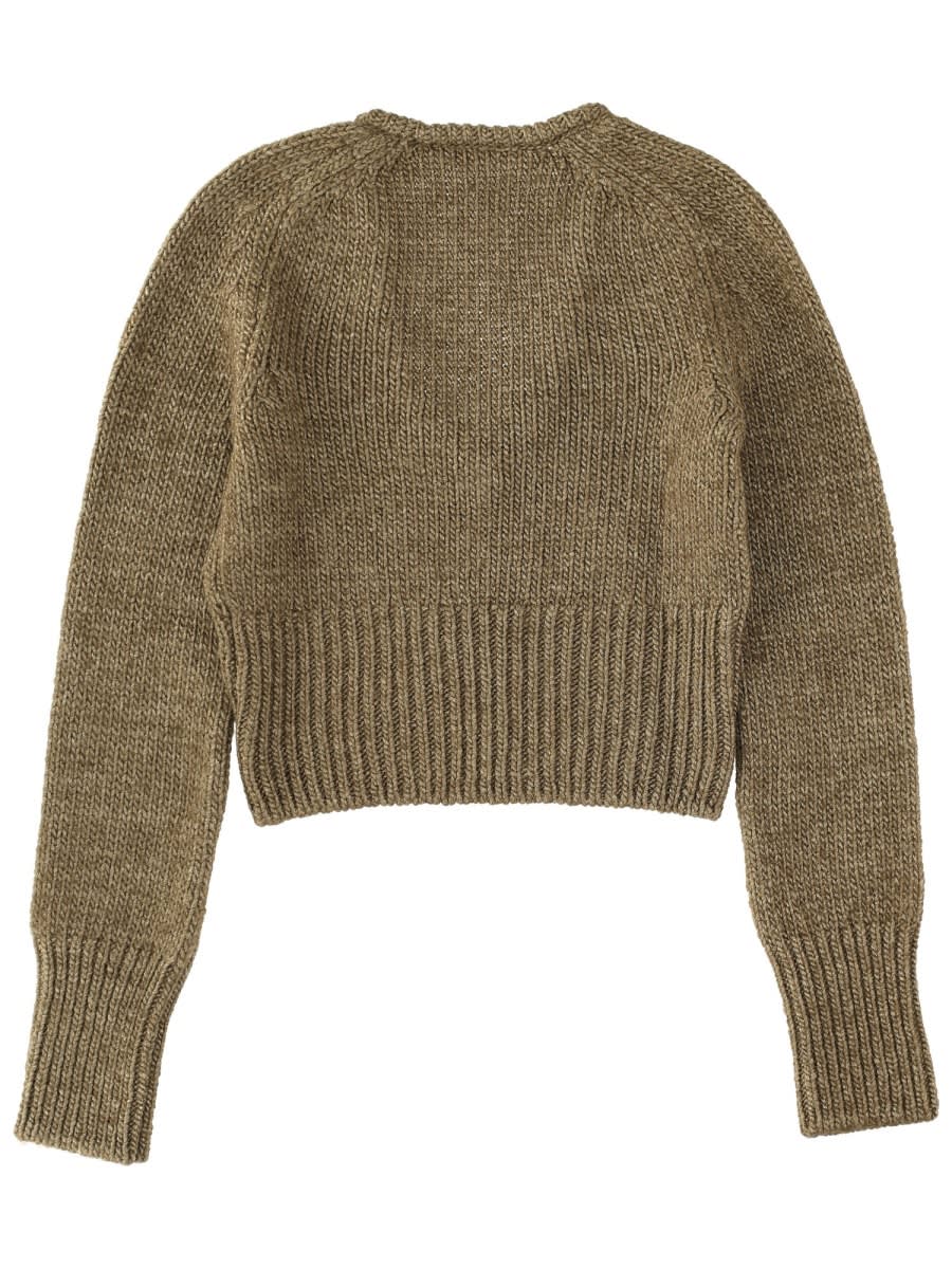 Our Legacy Cropped Brown Knitted Sweater In Green