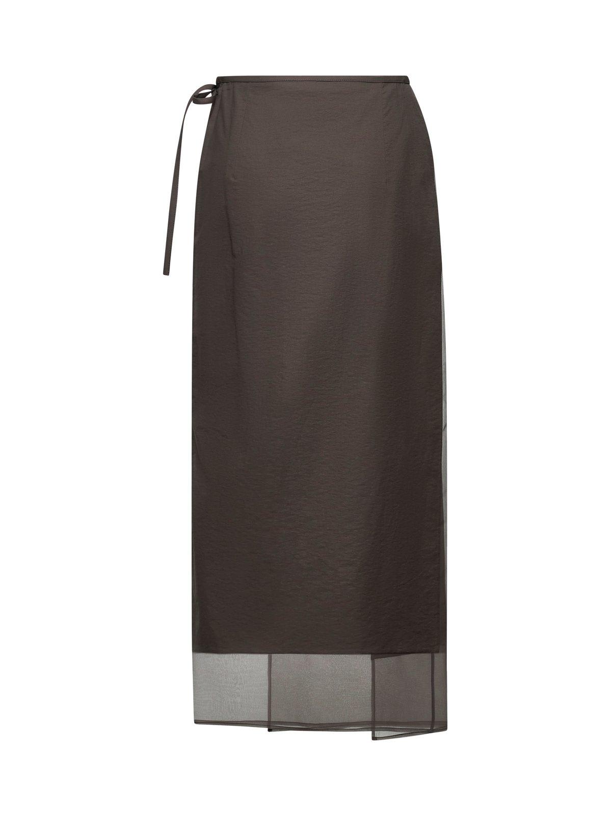 Brunello Cucinelli Layered Midi Skirt In Brown