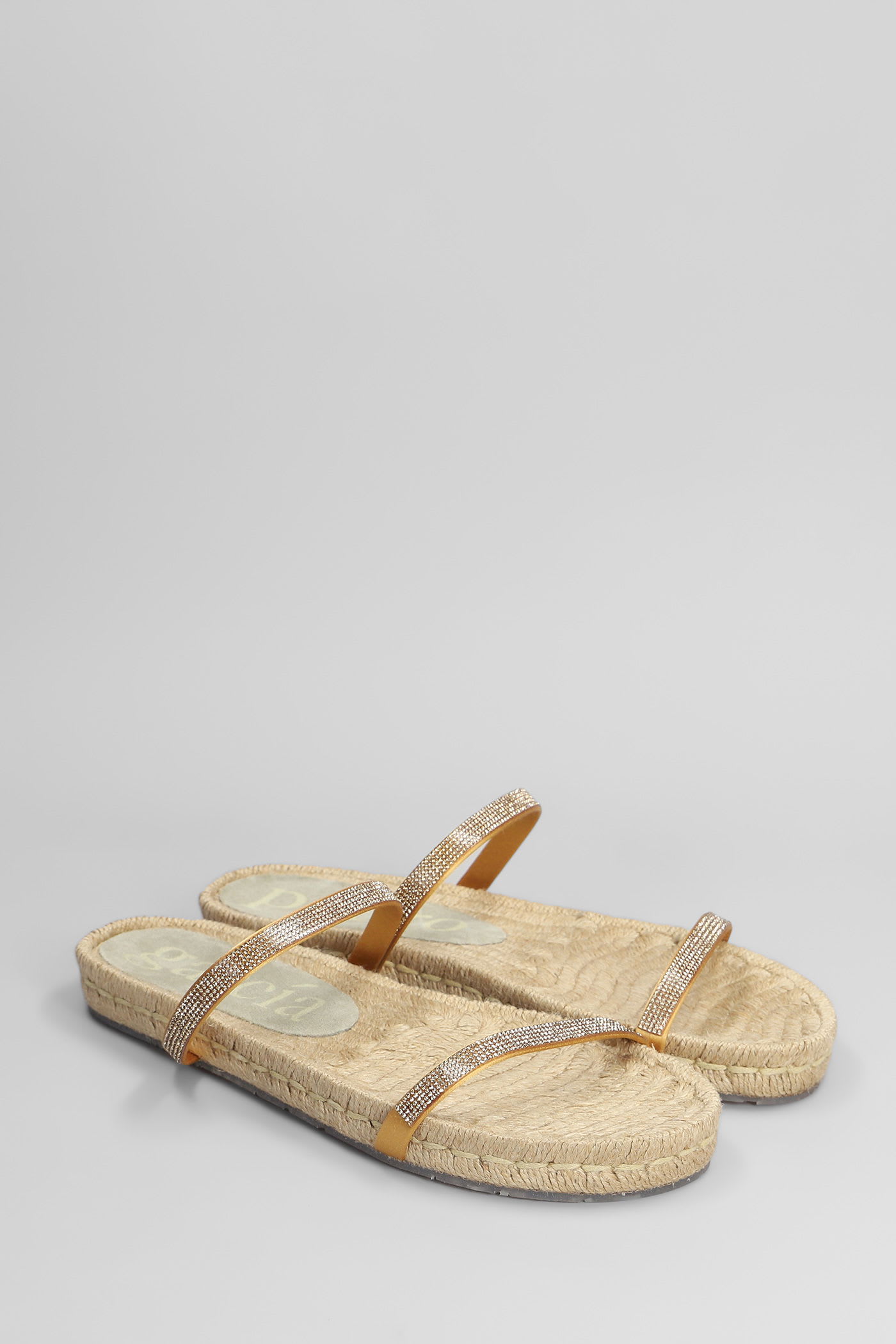 Pedro Garcia Janna Flats In Gold Satin In Brown