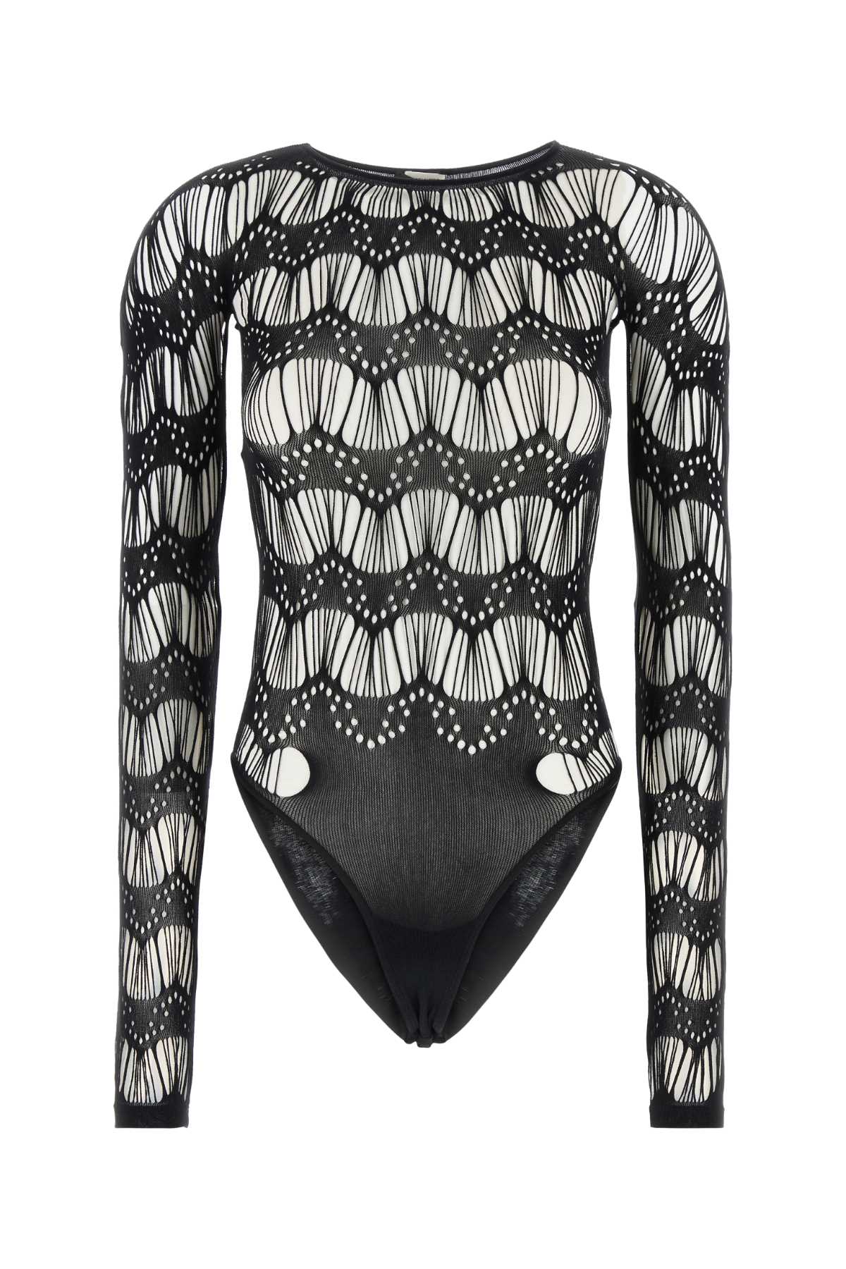 Shop Saint Laurent Black Stretch Nylon Bodysuit In Noir