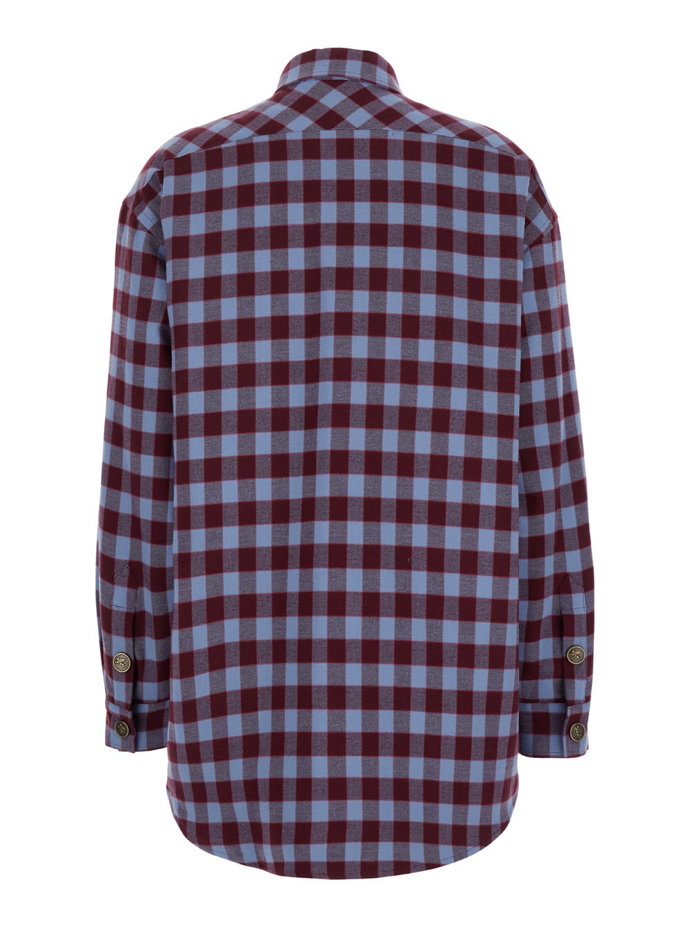 Shop Etro Red And Light Blue Overshirt With Check Motif In Cotton Woman In Multicolor