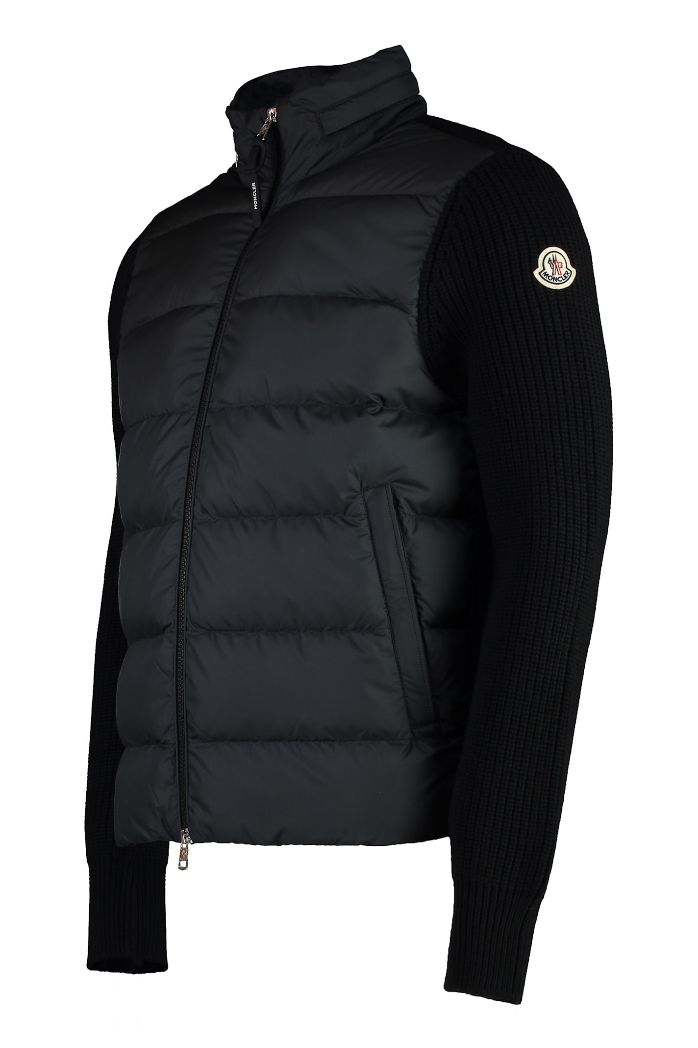 Shop Moncler Cardigan With Padded Front Panel In Black