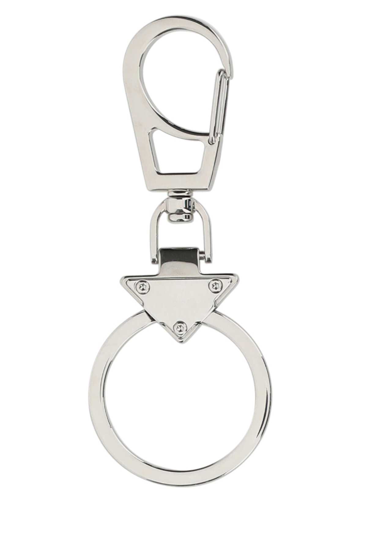 Shop Prada Silver Metal Key Ring In F0002