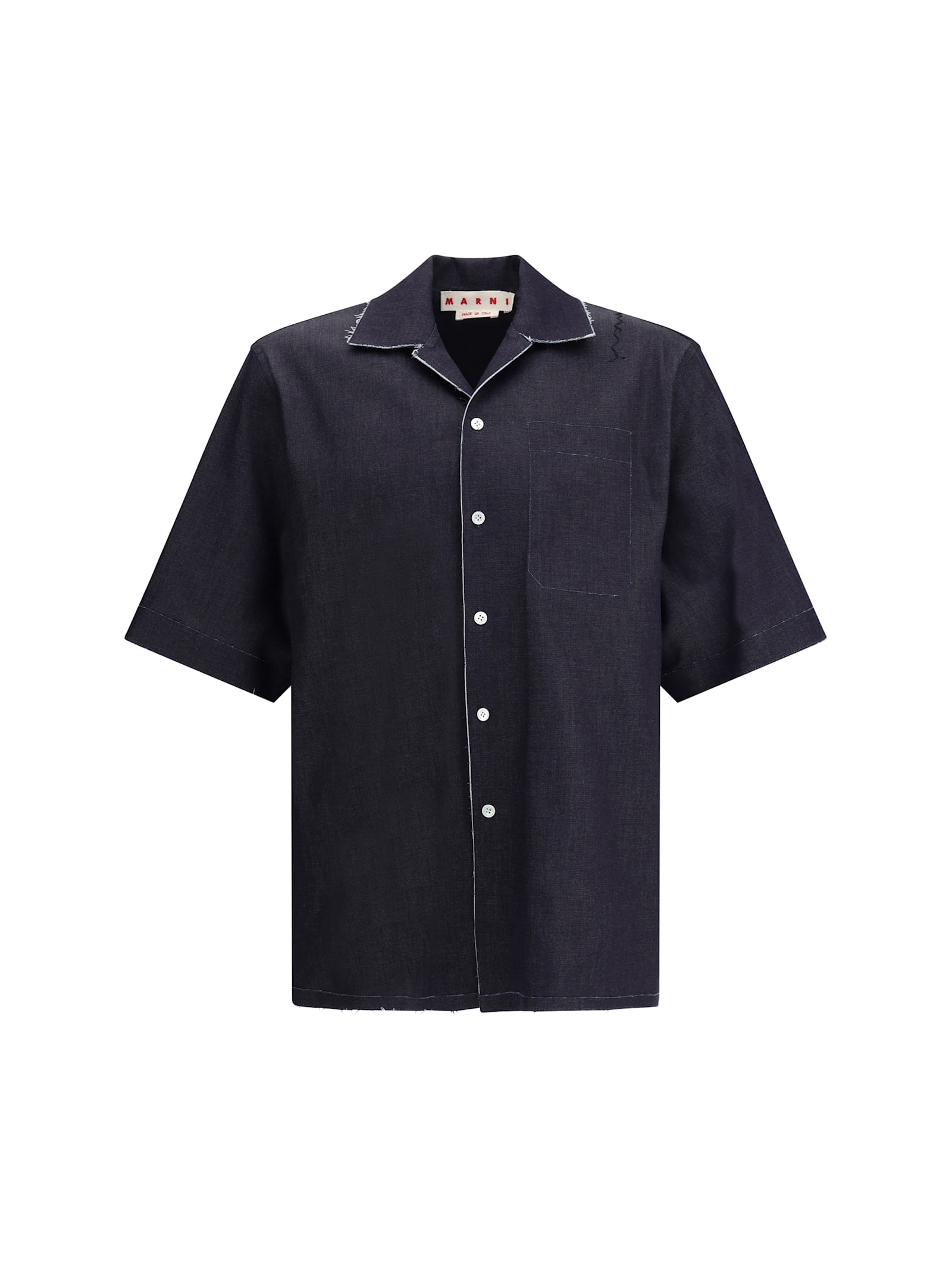 Marni Denim Bowling Shirt In Blue