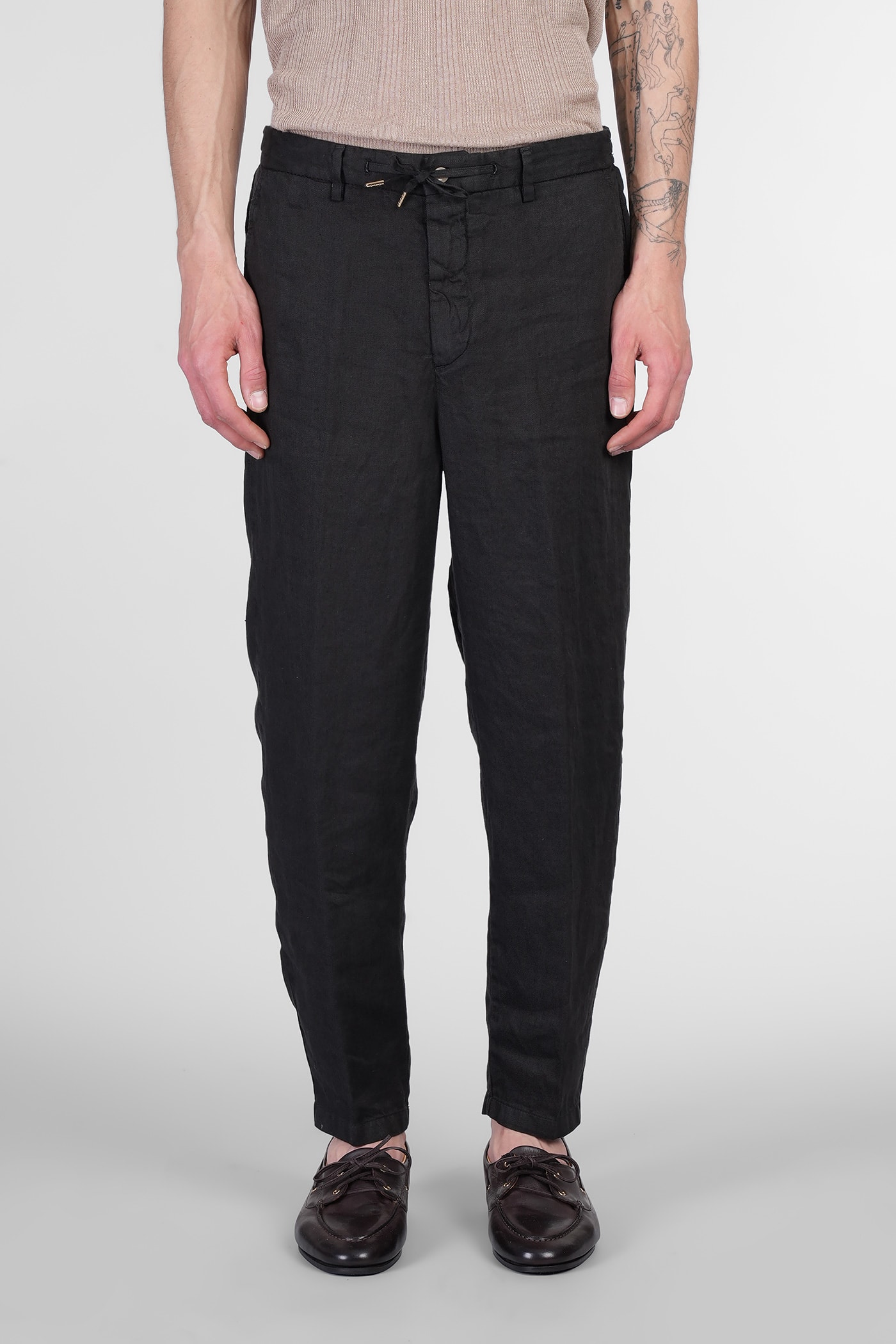 Briglia 1949 Coventv Pants In Black Linen In Black