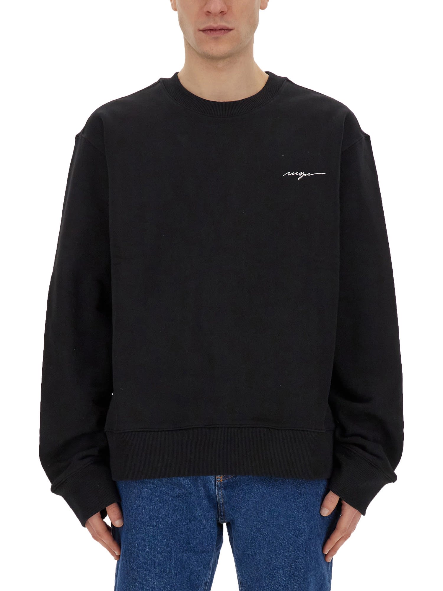 MSGM SWEATSHIRT WITH EMBROIDERED LOGO