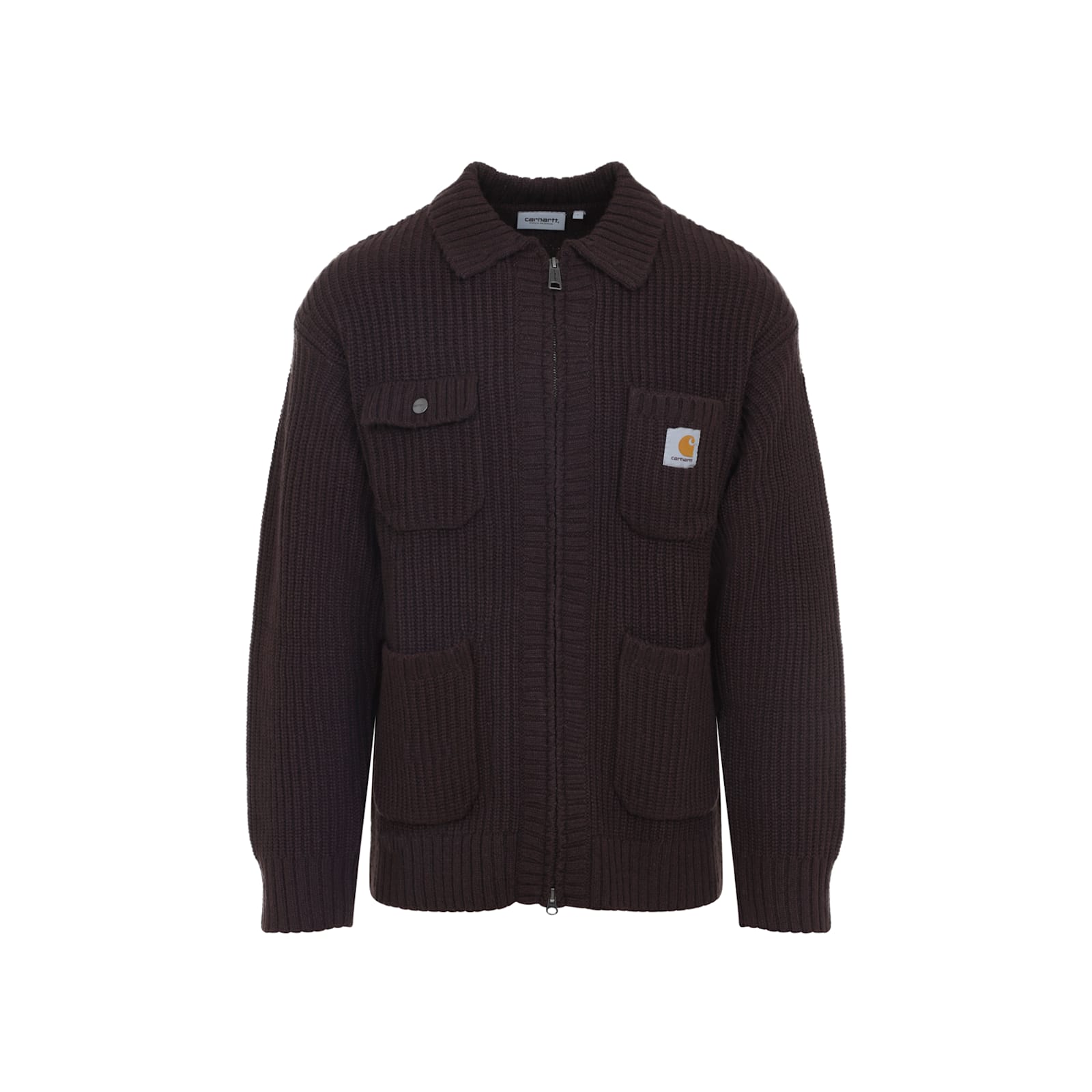 Carhartt Knit Jacket With Collared Design And Pockets In Animal Print