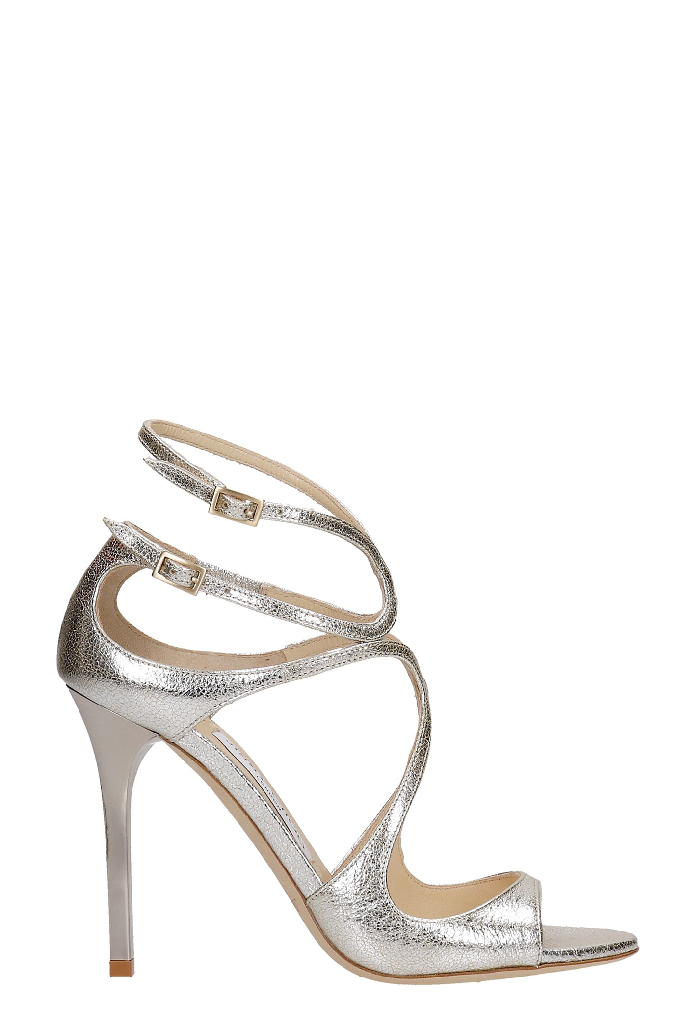 Jimmy Choo Lang Sandals In Platinum Leather
