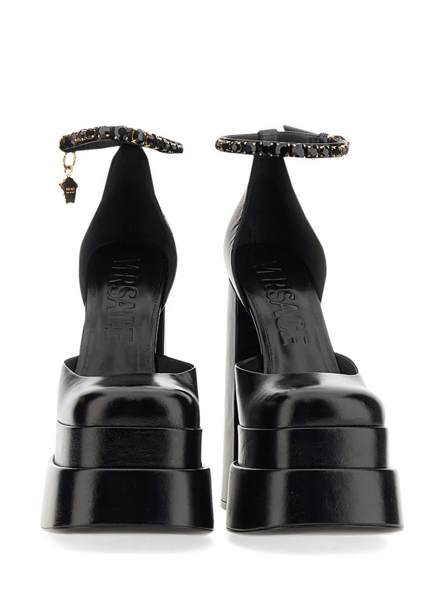 Shop Versace Platform Pumps Medusa Aevitas In Black