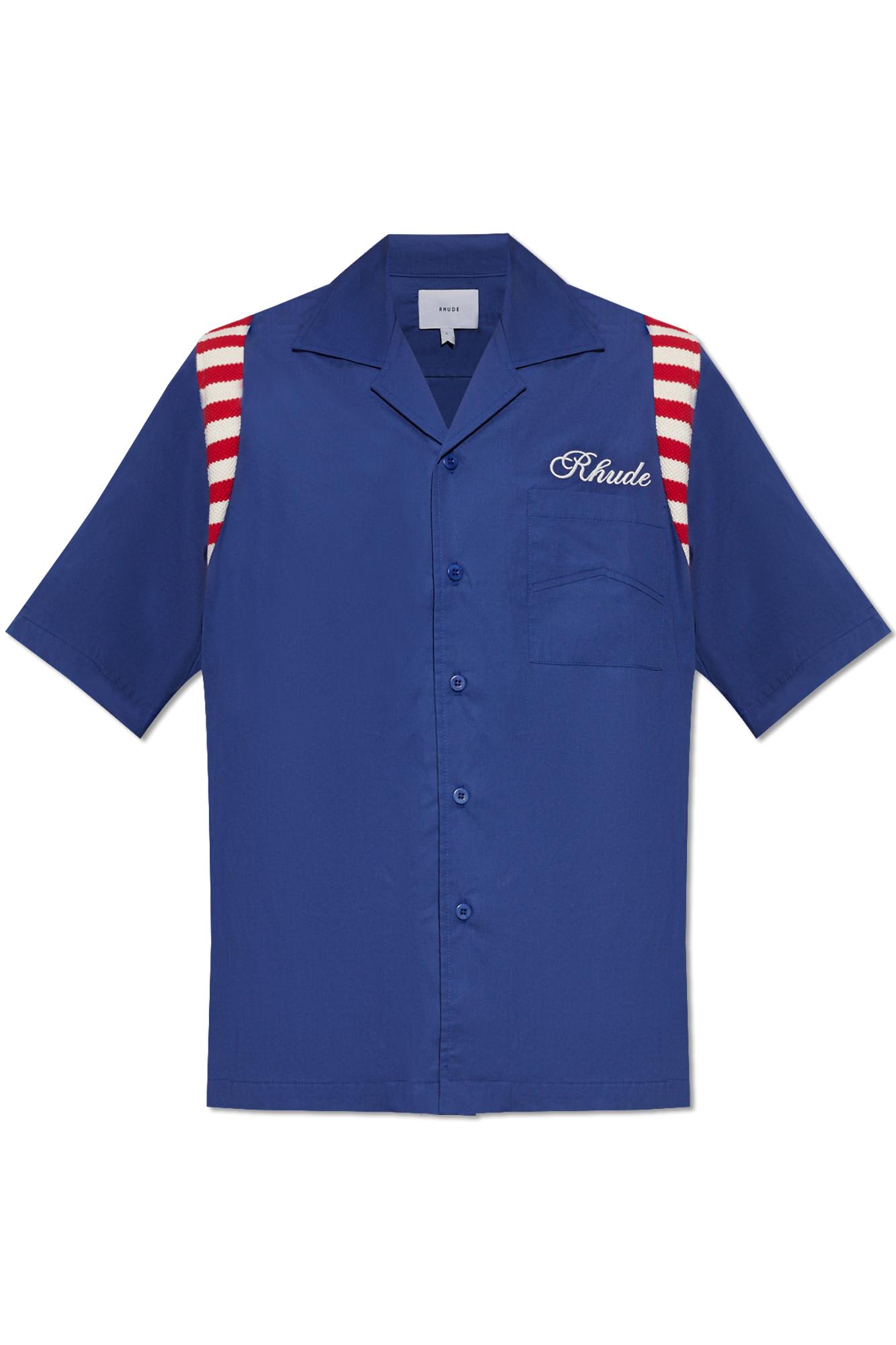 Shop Rhude Shirt With Logo In Blue