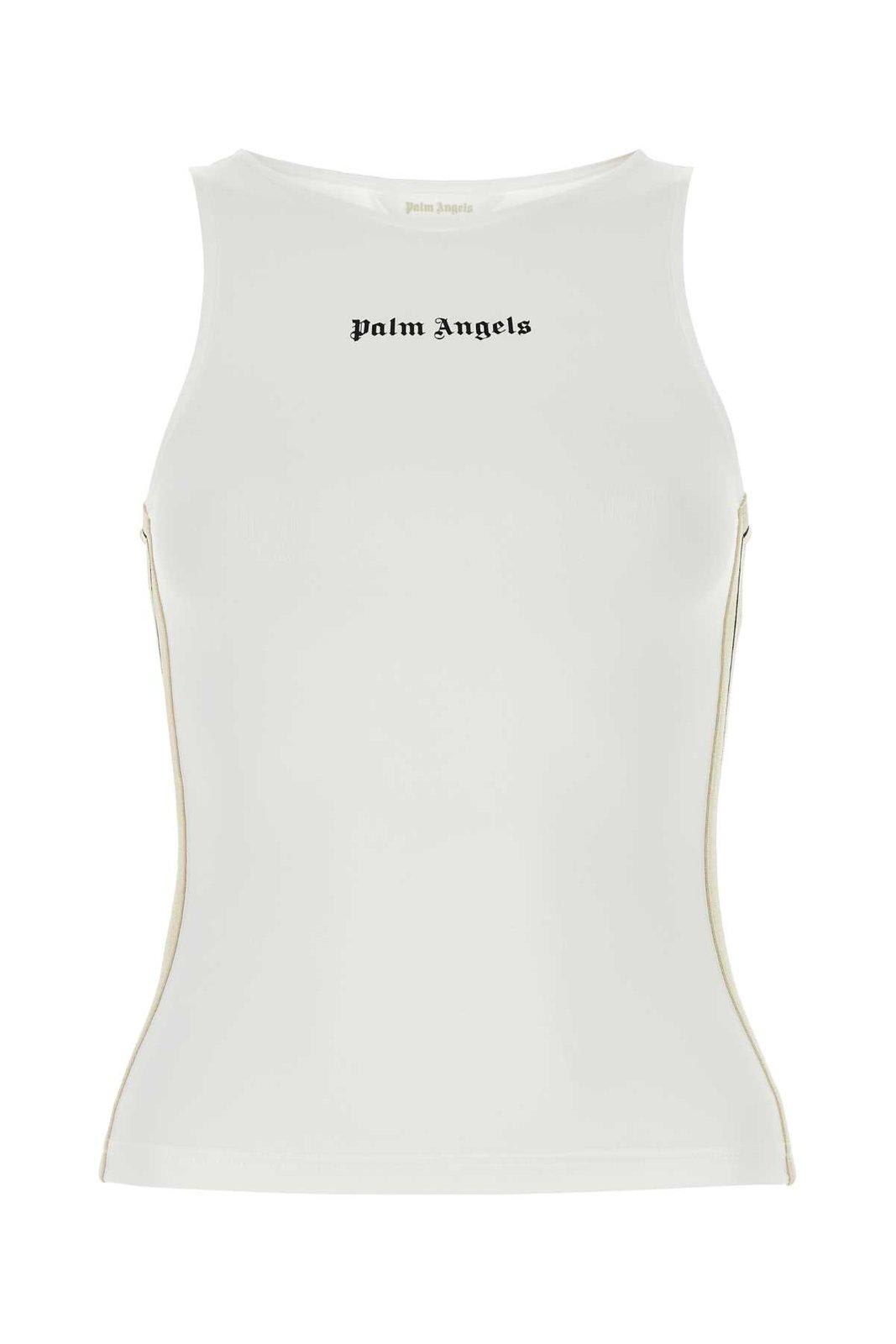 Shop Palm Angels Logo Detailed Tank Top In White