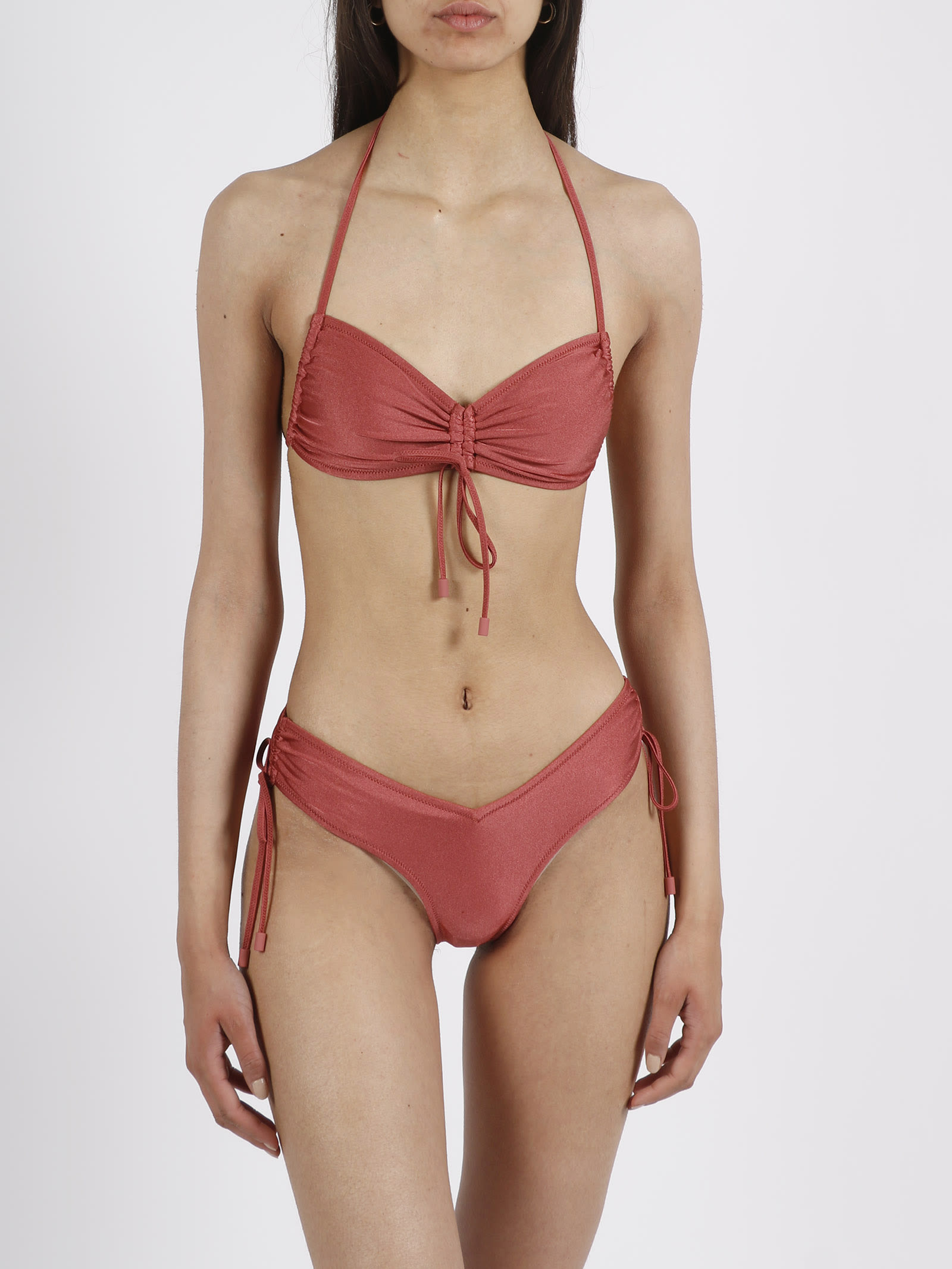 Shop Zimmermann Jude Ruches Side Bikini In Red