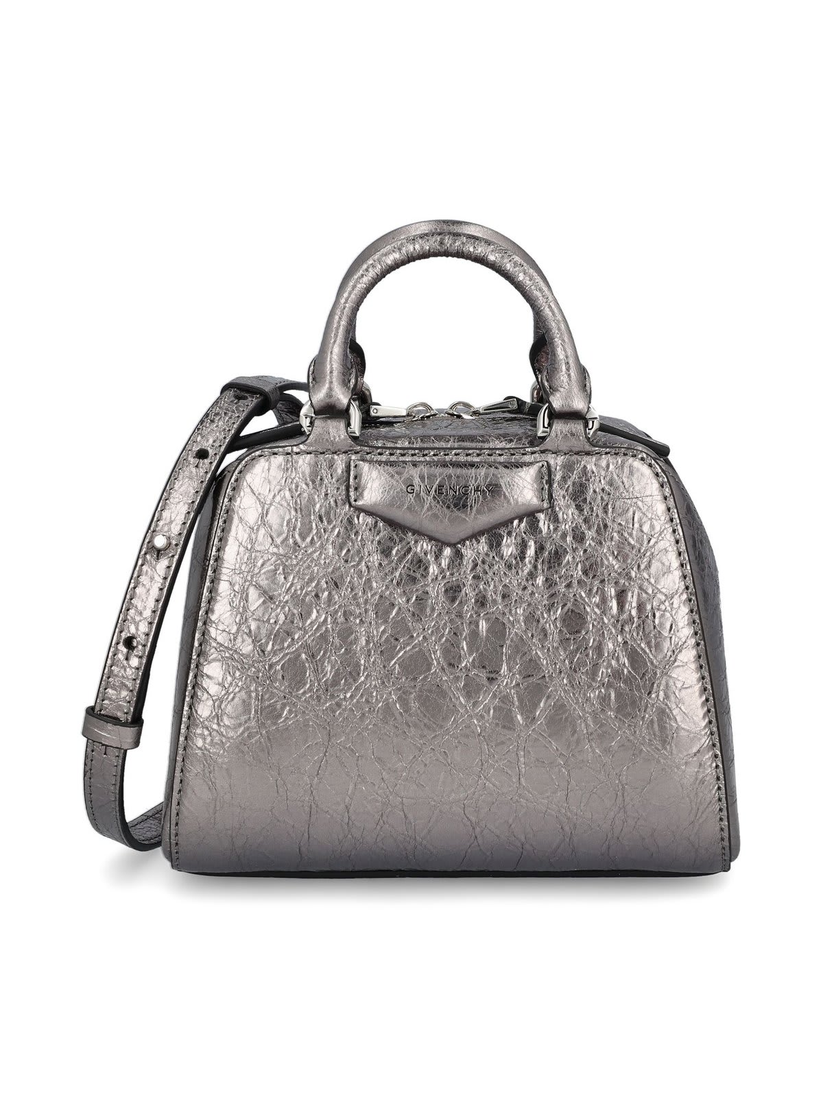 Shop Givenchy Nano Antigona Cube Bag In Silver