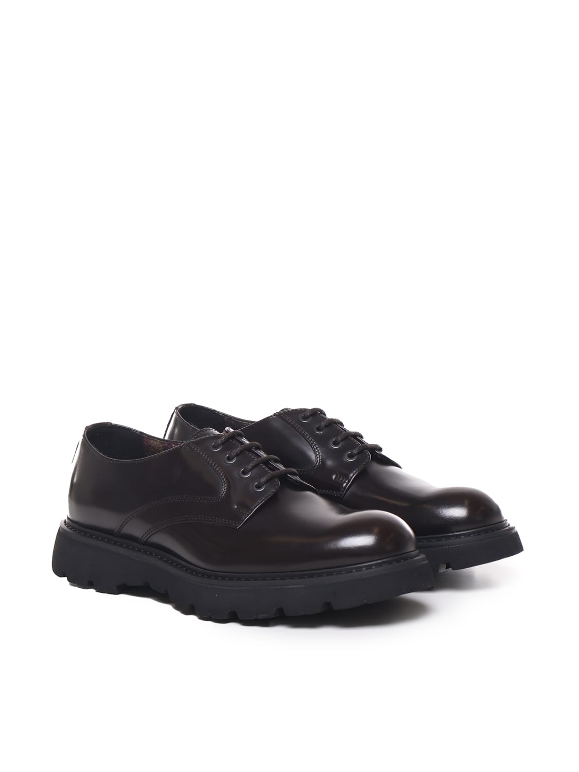 Shop Doucal's Black Leather Lace-up Shoes With Laces In Ebony