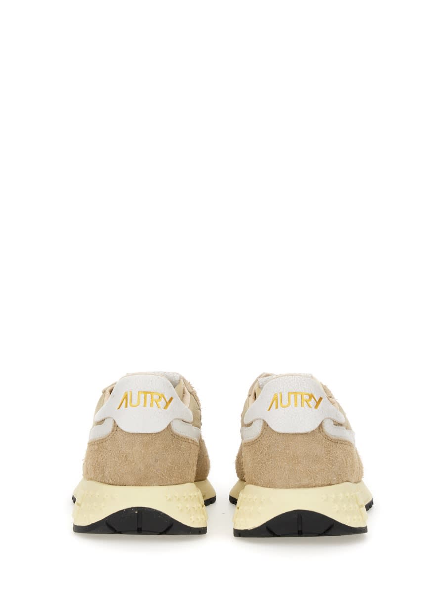 Autry 'reel Wind' Beige Low Top Sneakers With Logo Detail In Pink