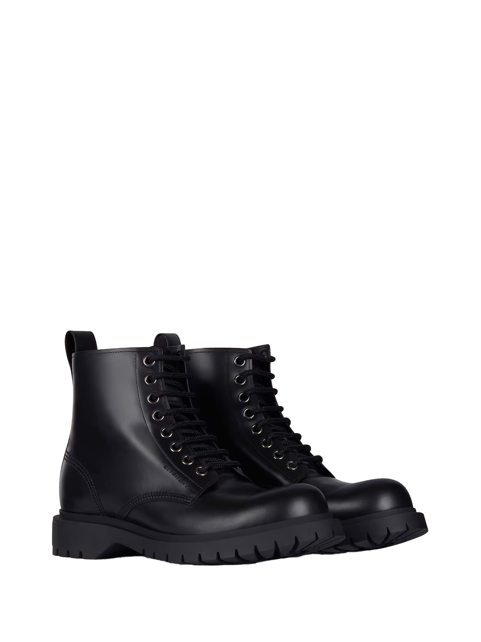 Givenchy Chunky Sole Leather Ankle Boots With Pull Tab In Black