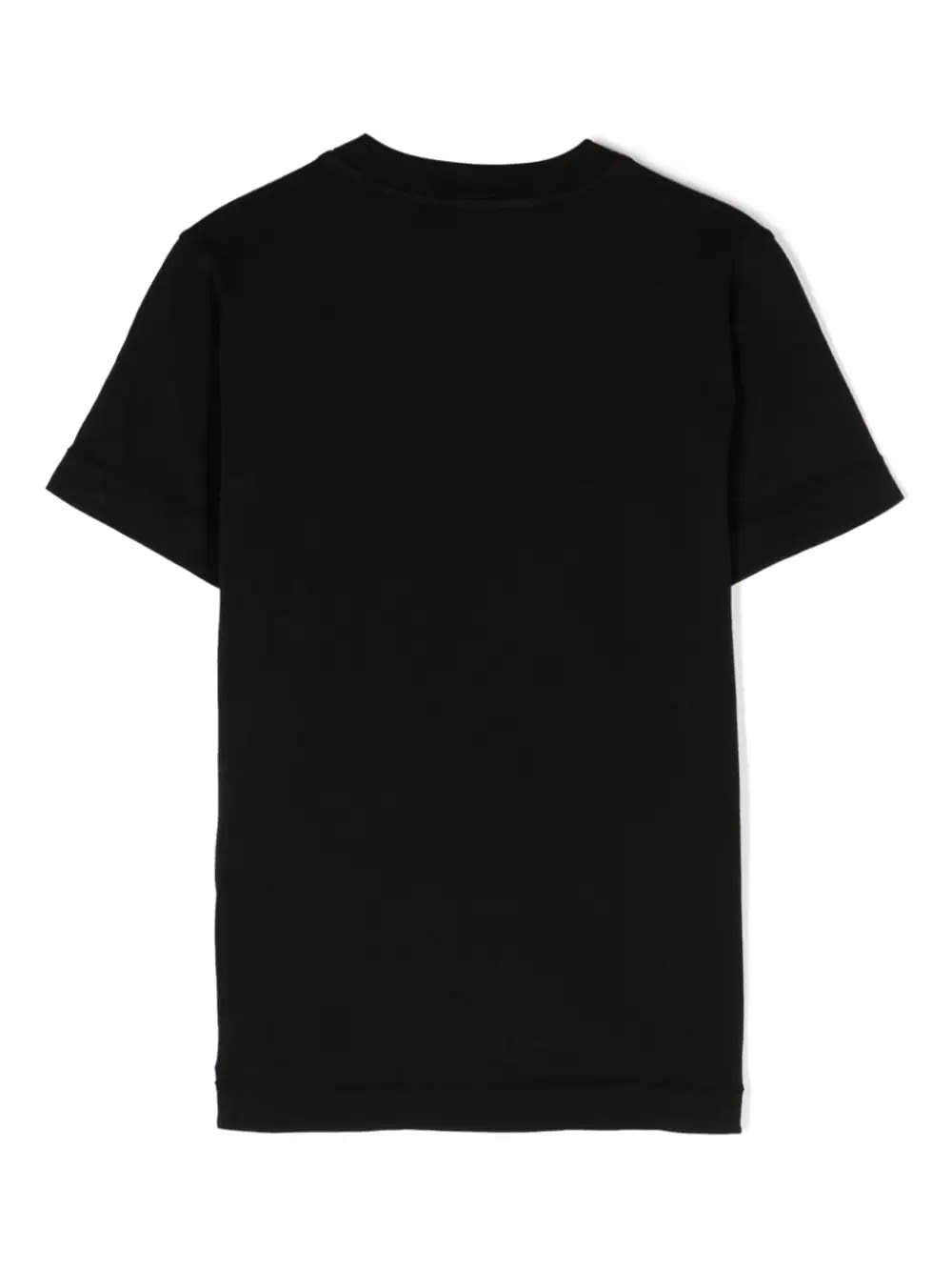Shop Stone Island Junior Black T-shirt With Logo Patch