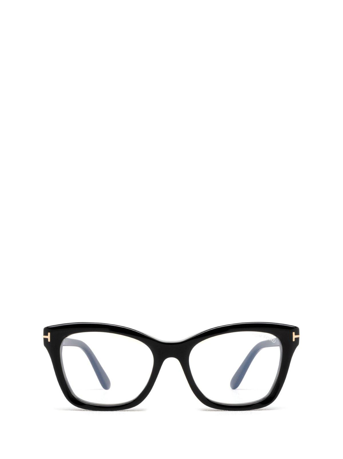 Shop Tom Ford Eyewear Cat-eye Frame Glasses In 53001 - Nero Lucido