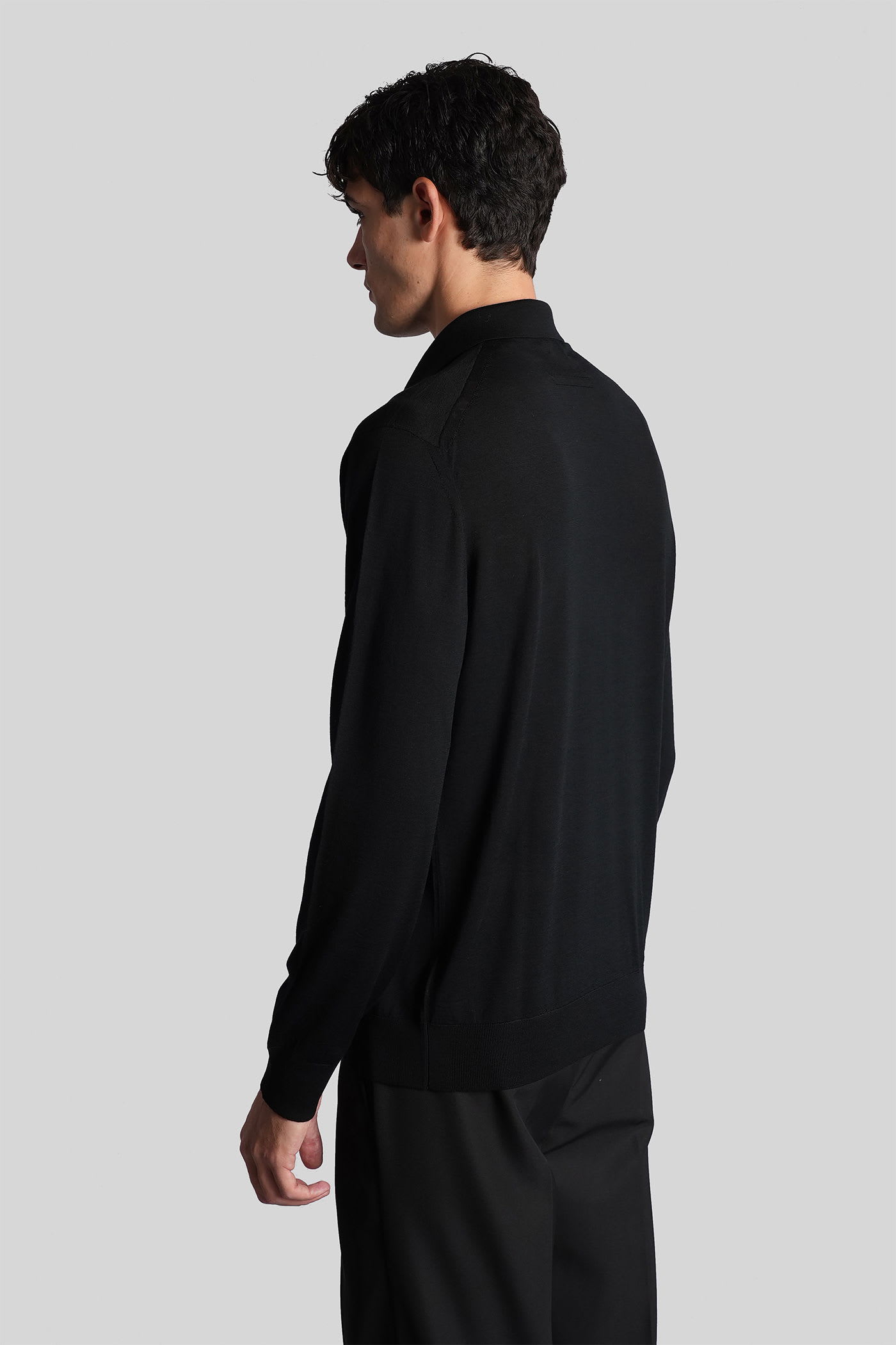 Zegna Polo In Black Wool In Black