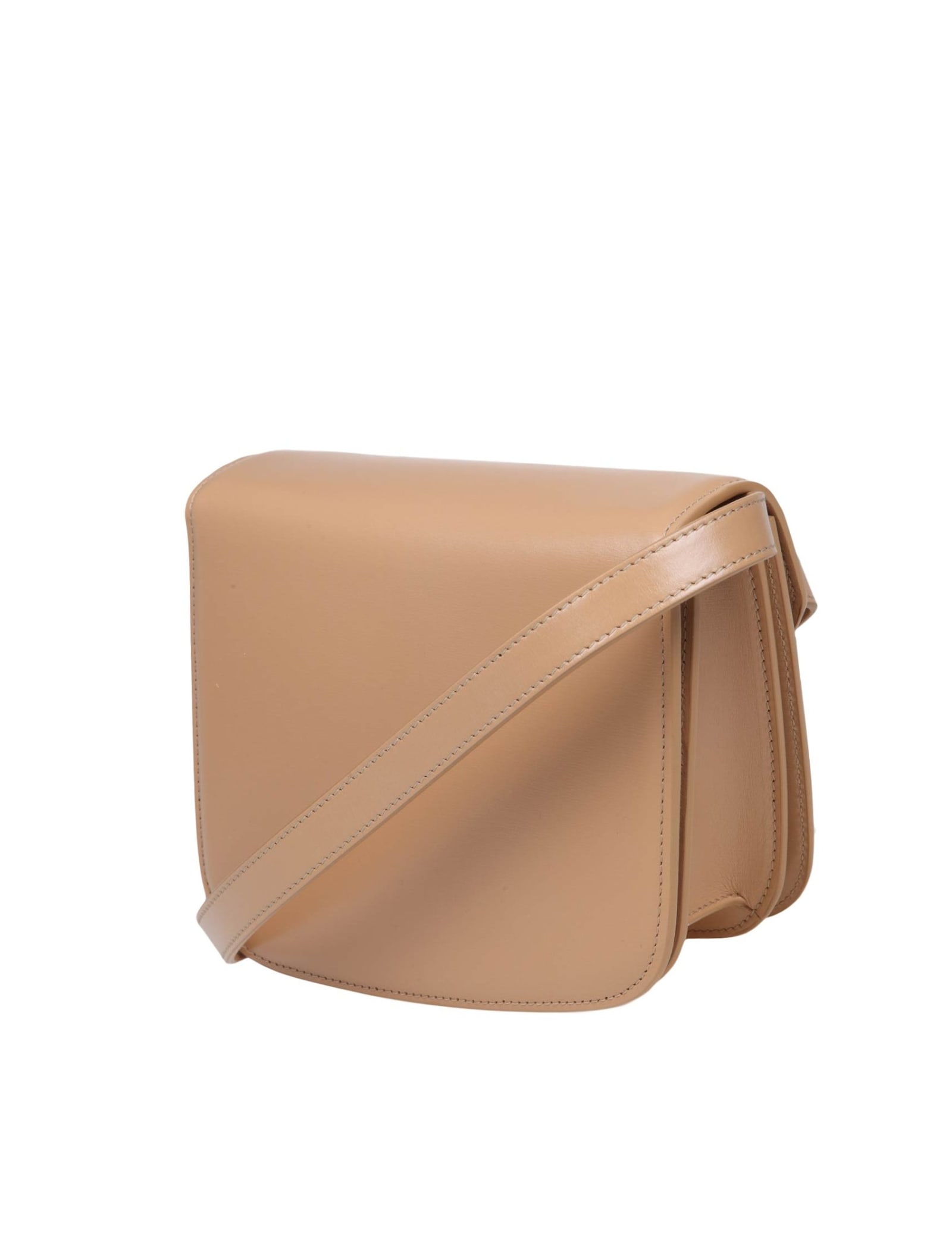 Shop Ferragamo Small Fiamma Shoulder Bag In Camel Color Leather