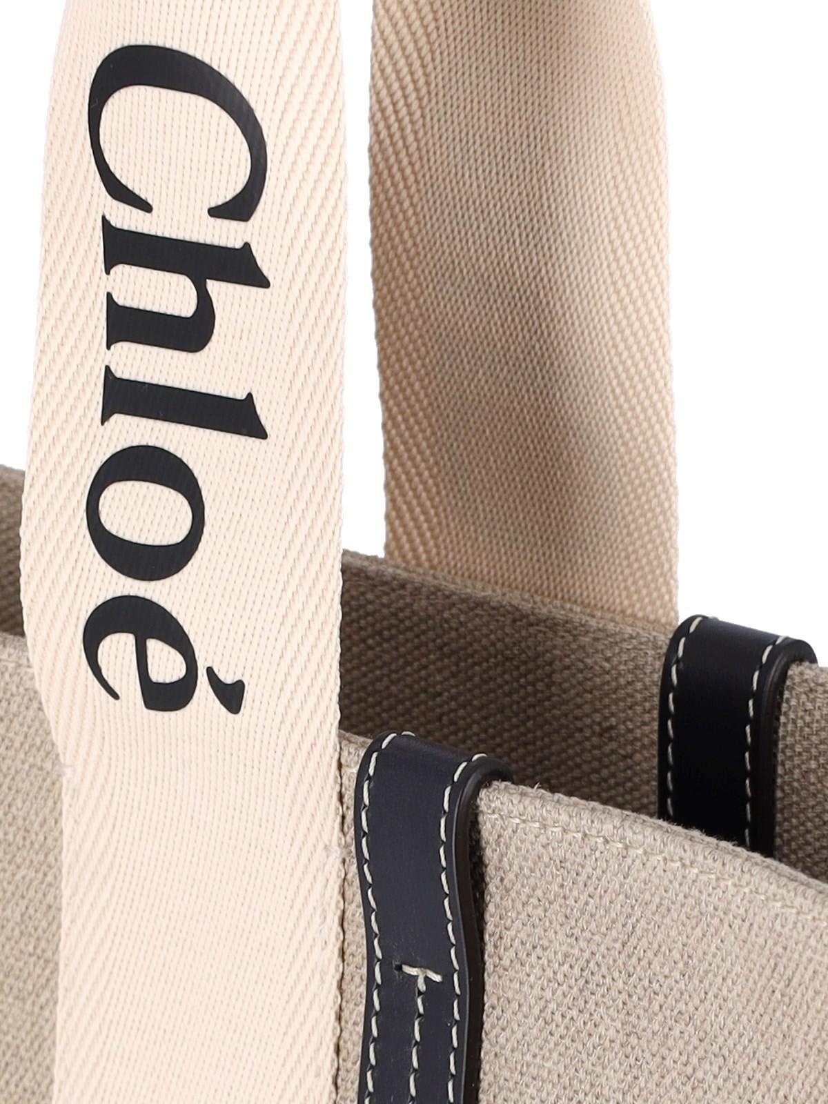 Shop Chloé Woody Midi Tote Bag In Beige