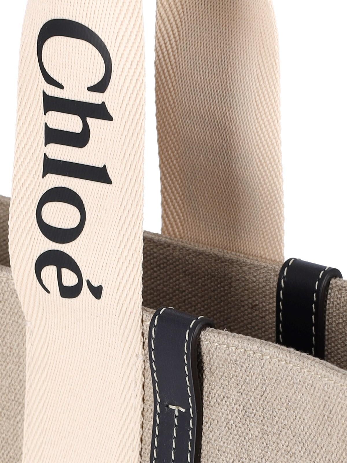 Chloé Woody Midi Tote Bag In Beige