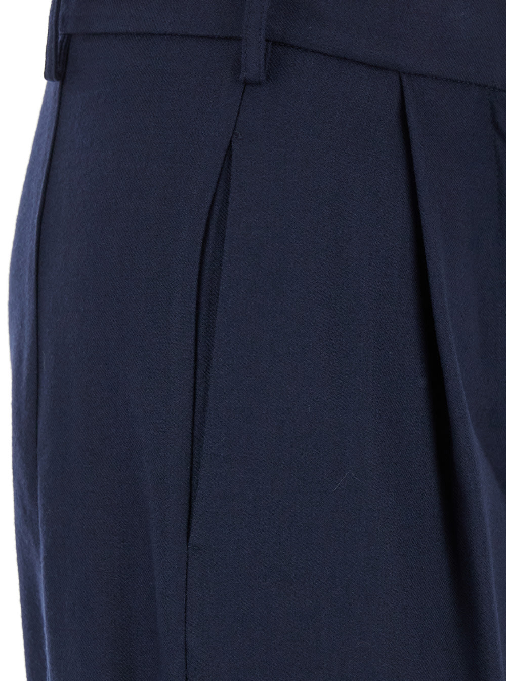 Shop Semicouture Blue Pants With High Waist And Pences On The Front In Wool Stretch Woman