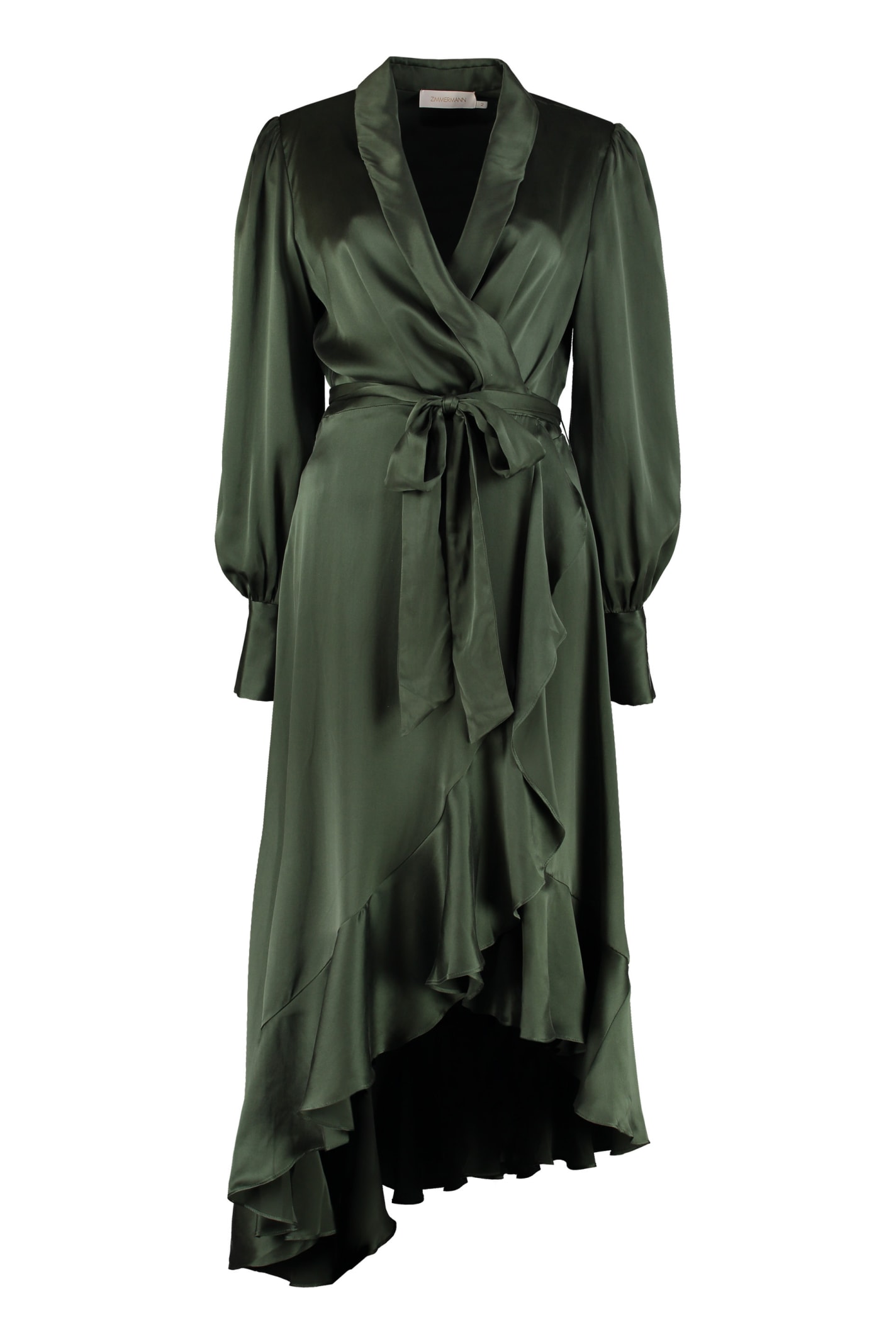 Zimmermann Espionage Silk Wrap-dress In Green | ModeSens