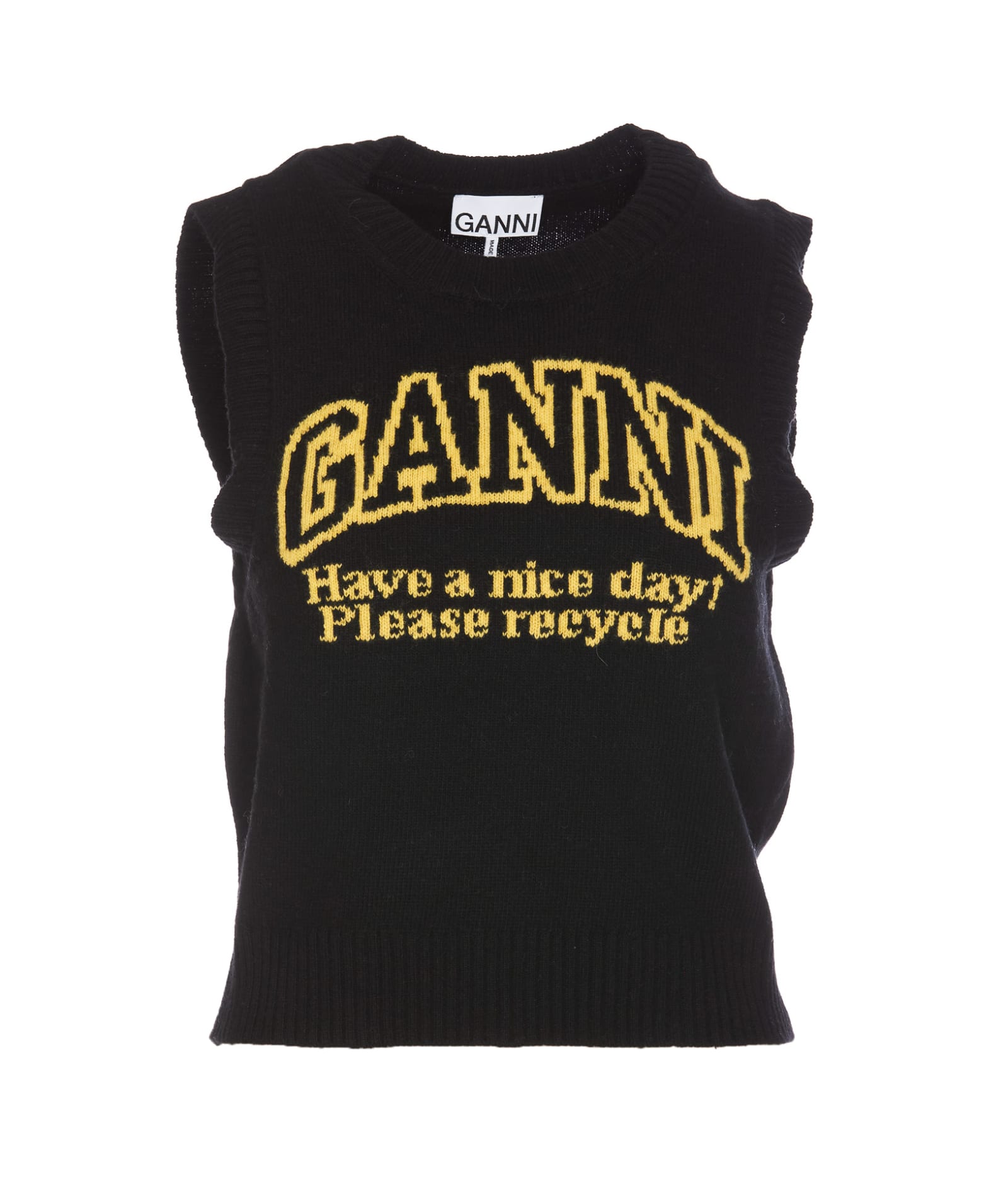 Shop Ganni Graphic Vest In Black