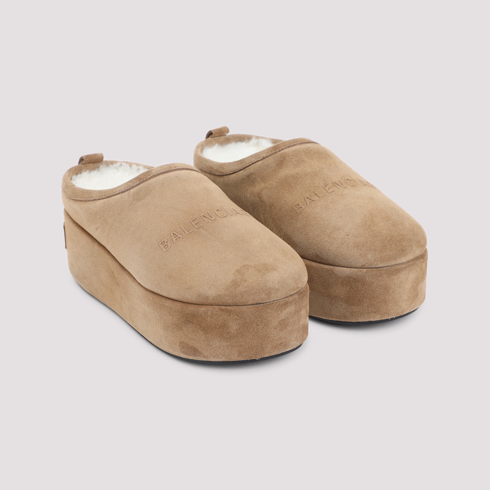 Balenciaga Women Alaska Soft Suede Mule With Plateau In Multi