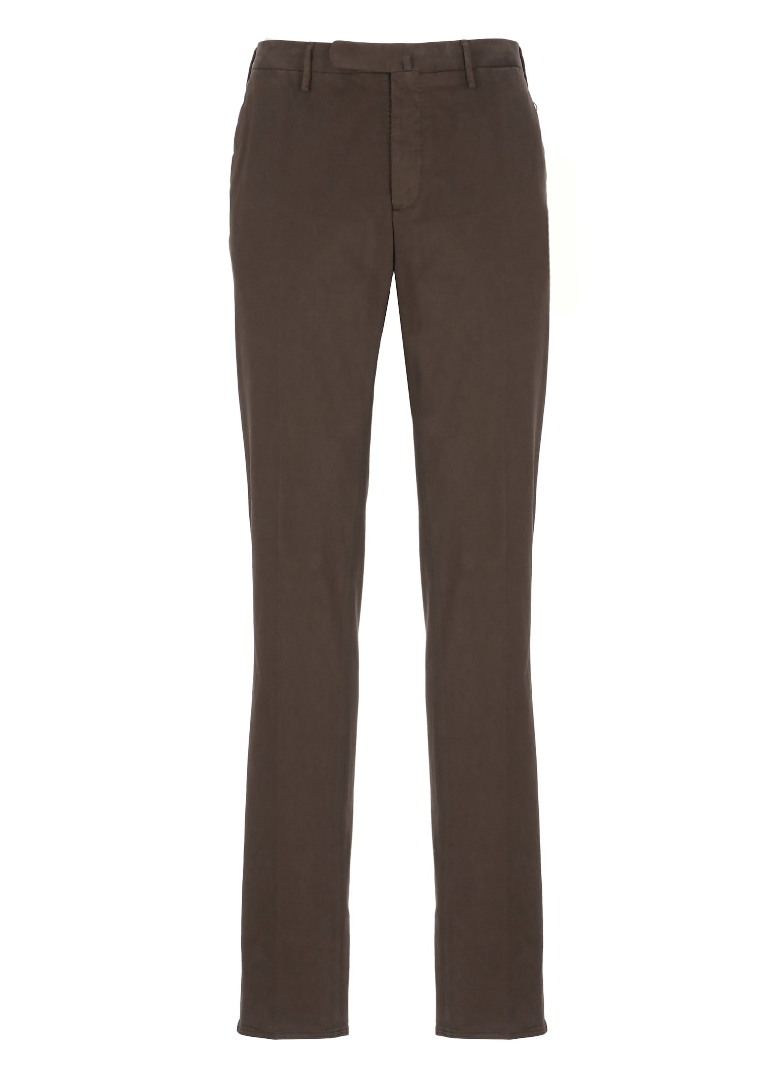 Incotex Straight-leg Brown Cotton Pants With Classic Detailing In Brown