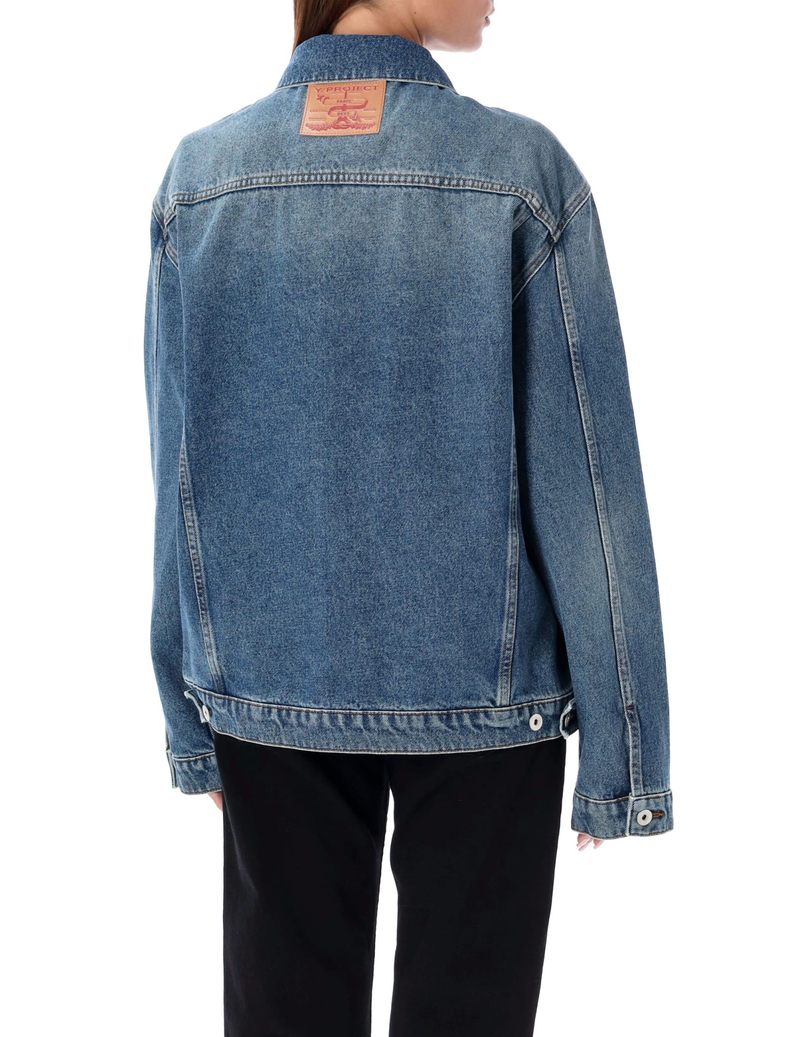 Shop Y/project Wire Denim Jacket In Vintage Blue